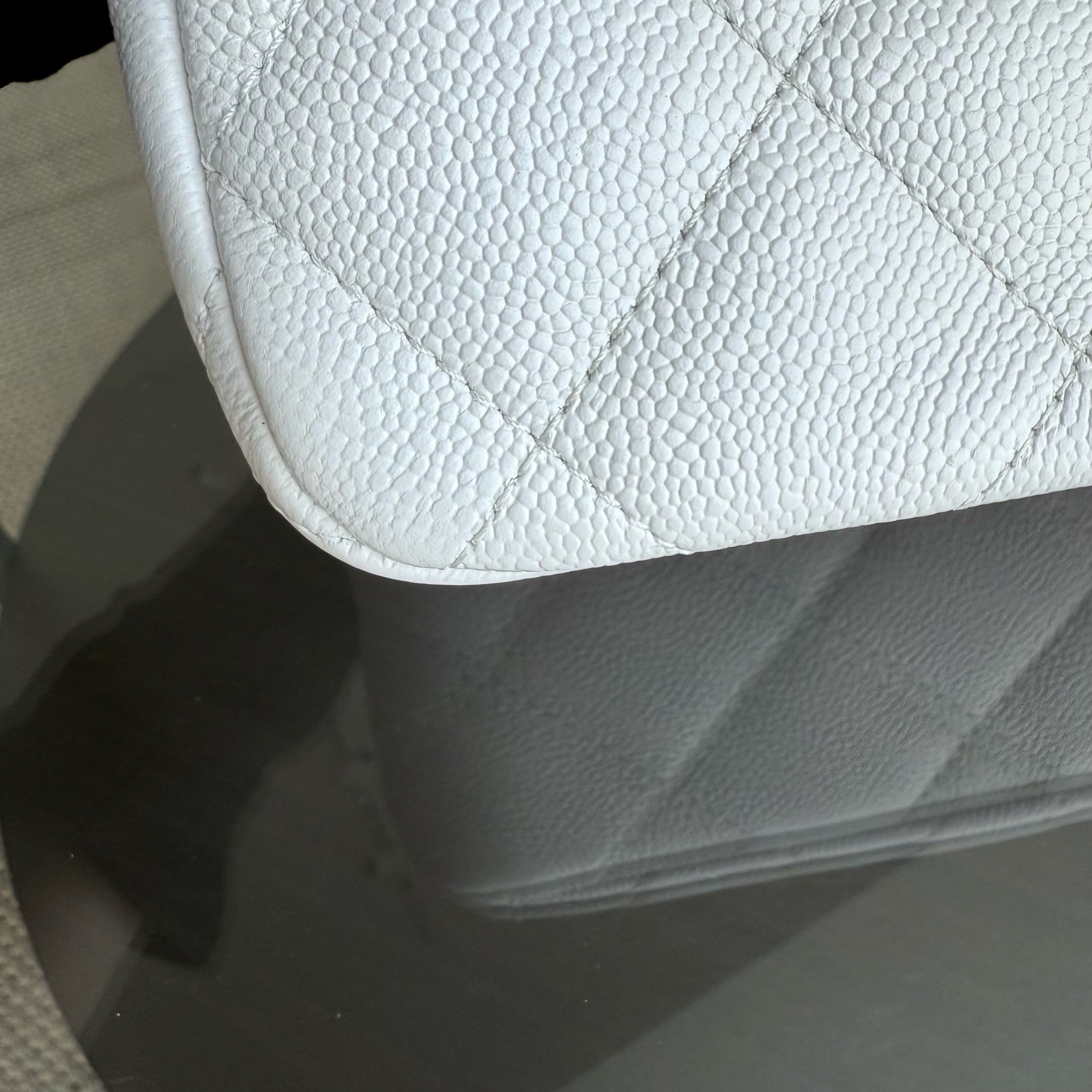 Chanel Flap Medium 25CM Sweetheart 23P Adjustable Chain - Caviar Quilted White Gold Hardware Microchip