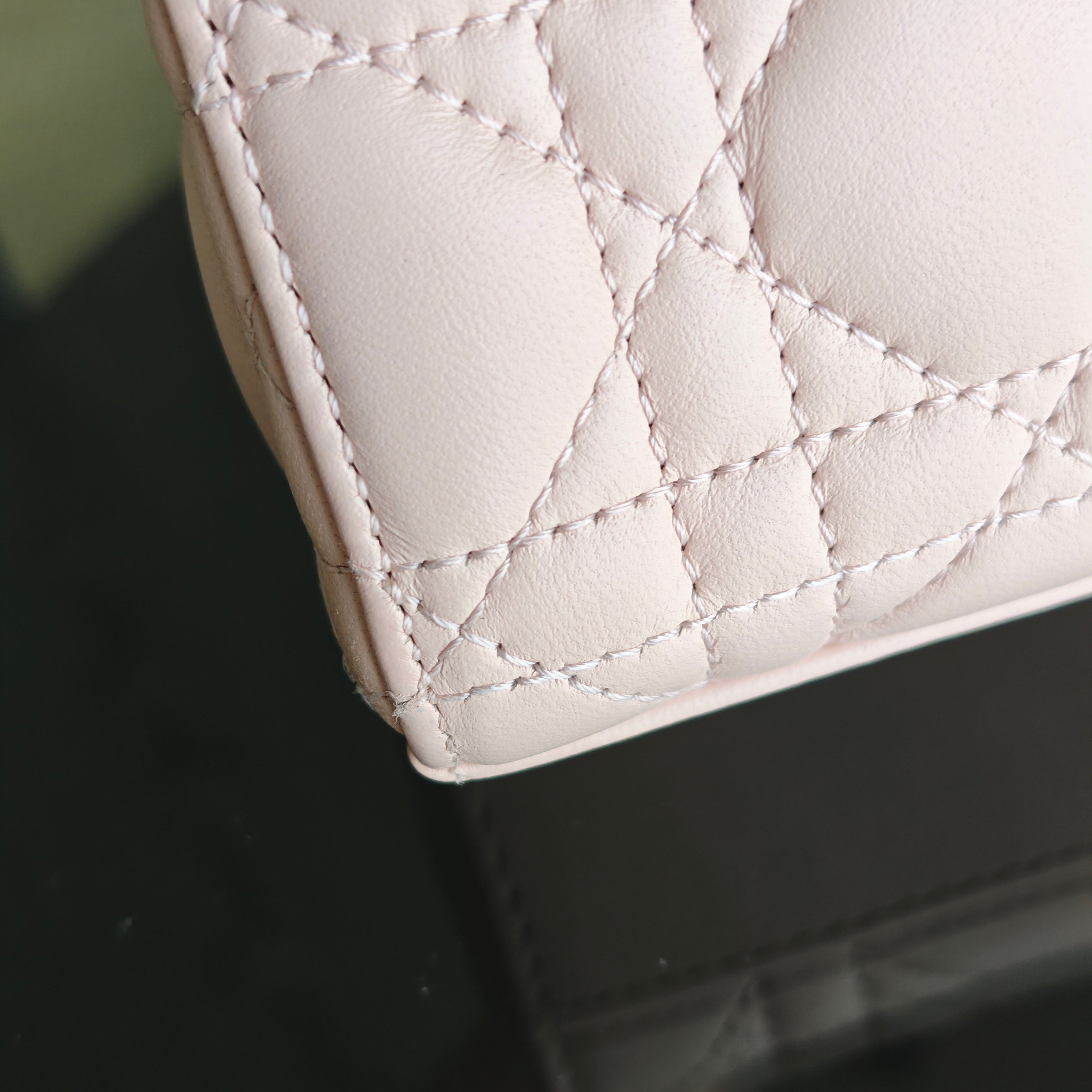 Dior D-Joy Medium - Cannage Lambskin Light Pink Gold Hardware