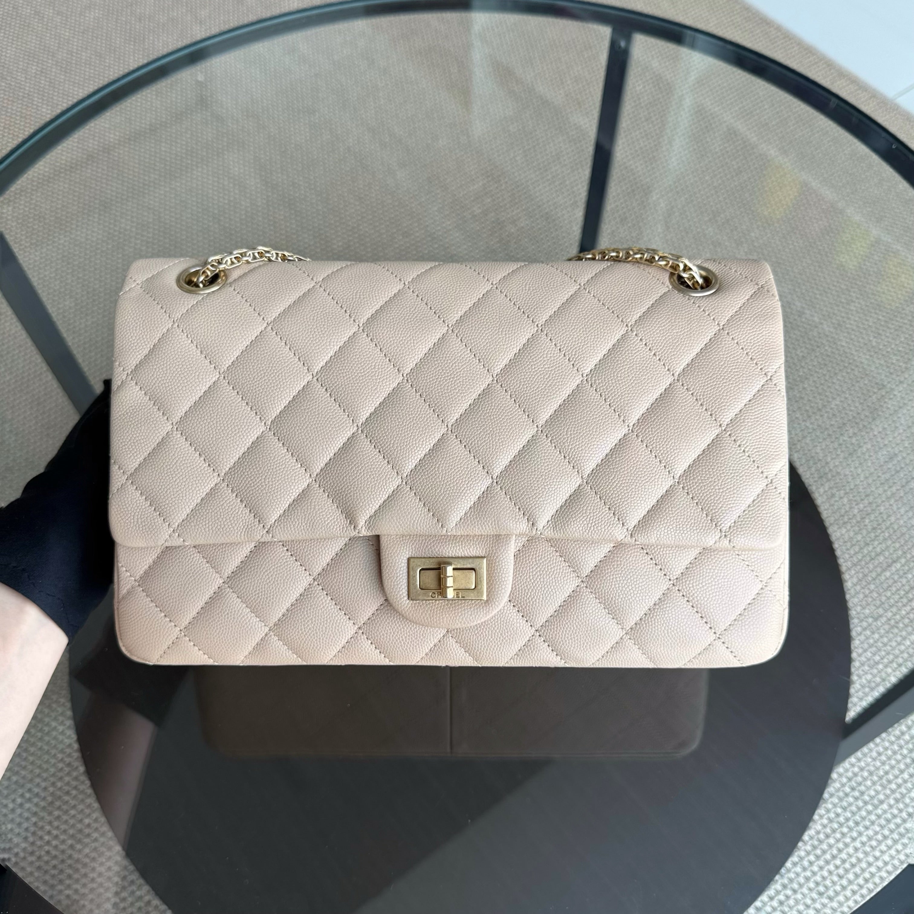 Chanel 2.55 Reissue 226 - Caviar Quilted Grained Calfskin Beige Gold Hardware Series 23