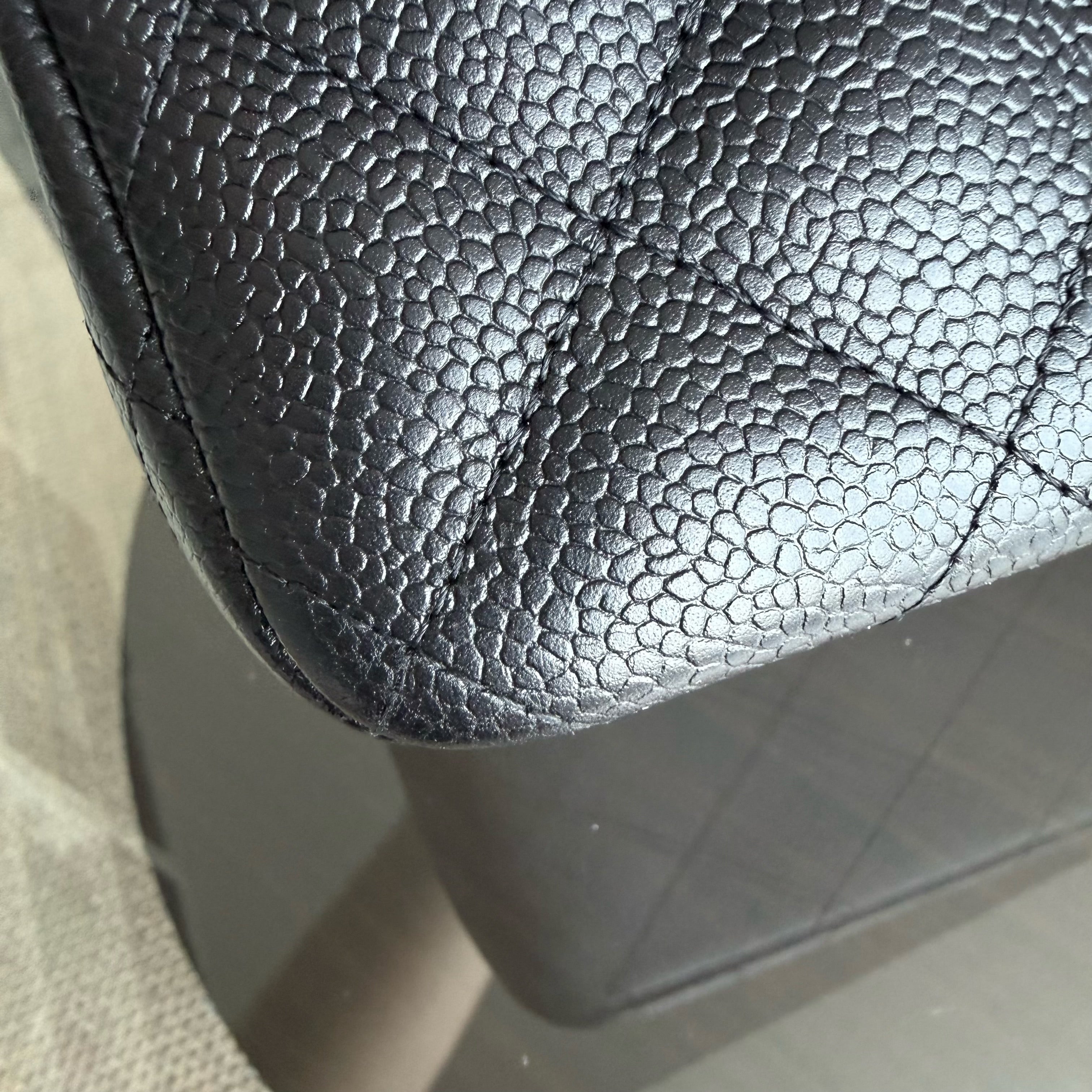 Chanel Classic Flap Jumbo - Caviar 30CM Double Flap Quilted Black Silver Hardware Series 15