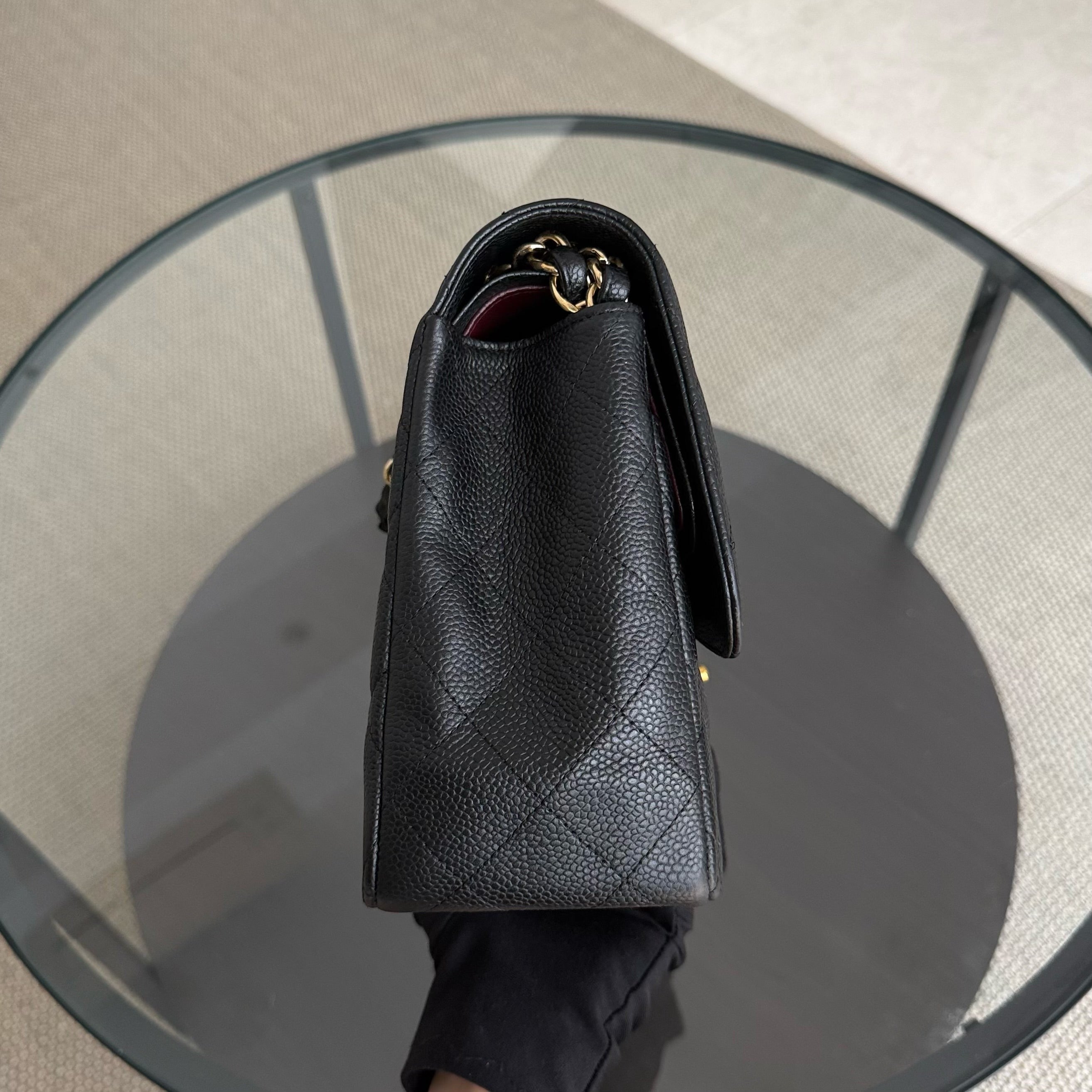 Chanel Classic Flap Jumbo - Caviar 30CM Double Flap Quilted Grained Calfskin Black Gold Hardware