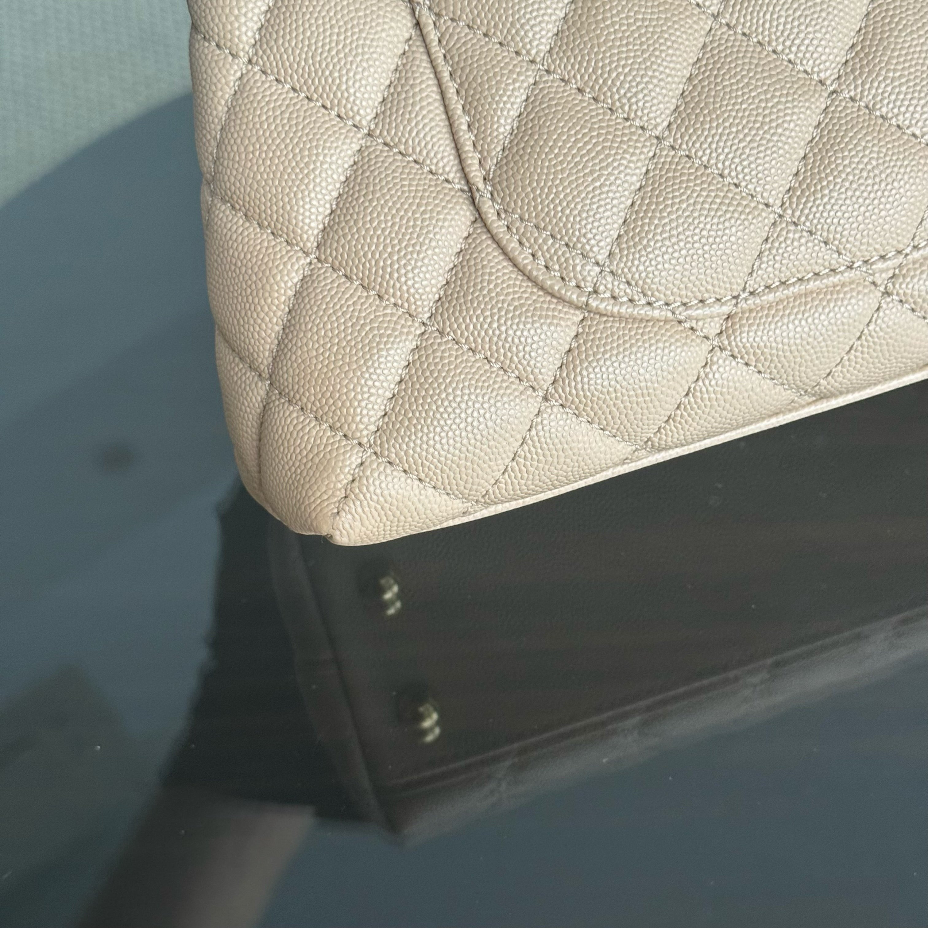 Chanel Coco Handle Small - Caviar Quilted Beige Lizard Handle Gold Hardware Series 24