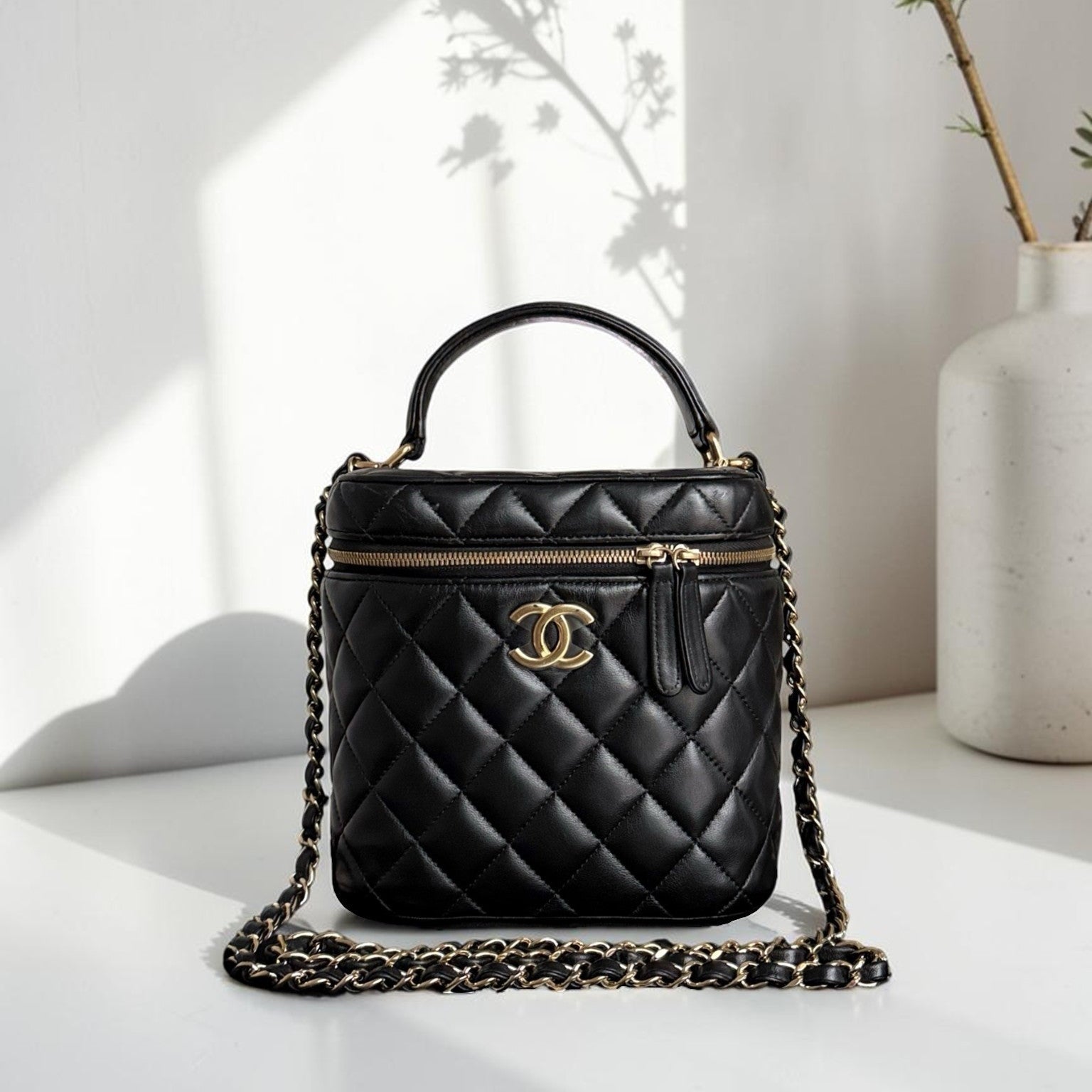 Chanel Trendy CC Vanity Black Lambskin Gold Hardware Microchip