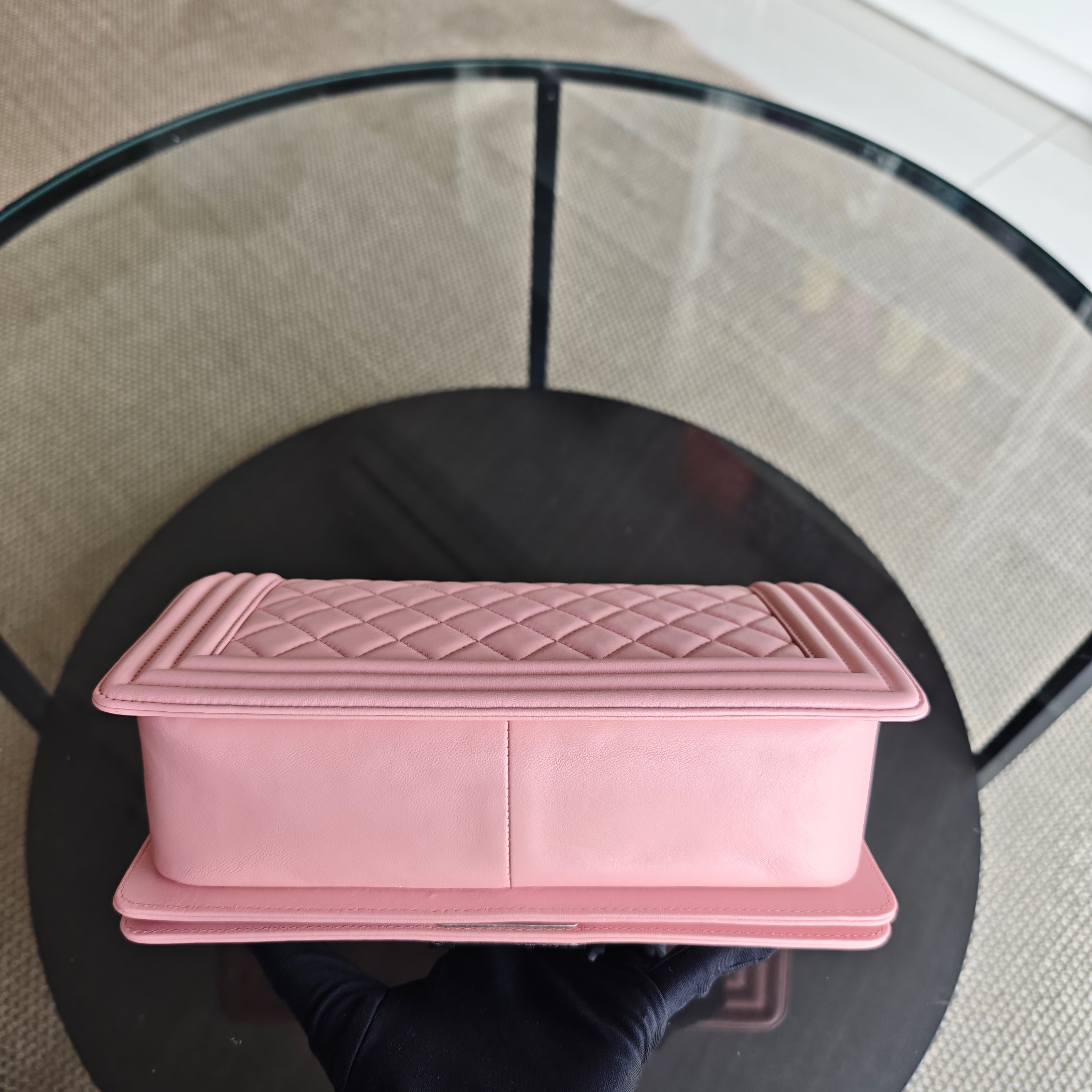 Chanel Boy Medium - Quilted Lambskin Light Pink Ruthenium Silver Hardware Series 20