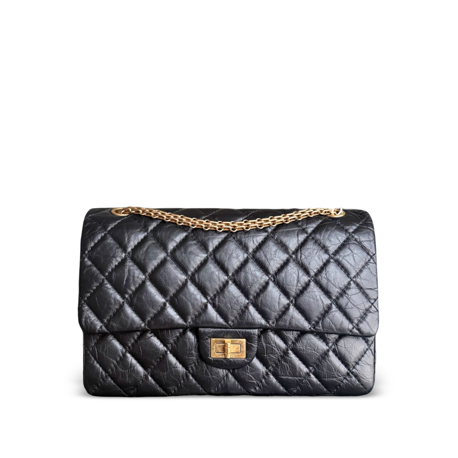 Chanel 2.55 Reissue 226 - 28CM Quilted Aged Calfskin Black Gold Hardware