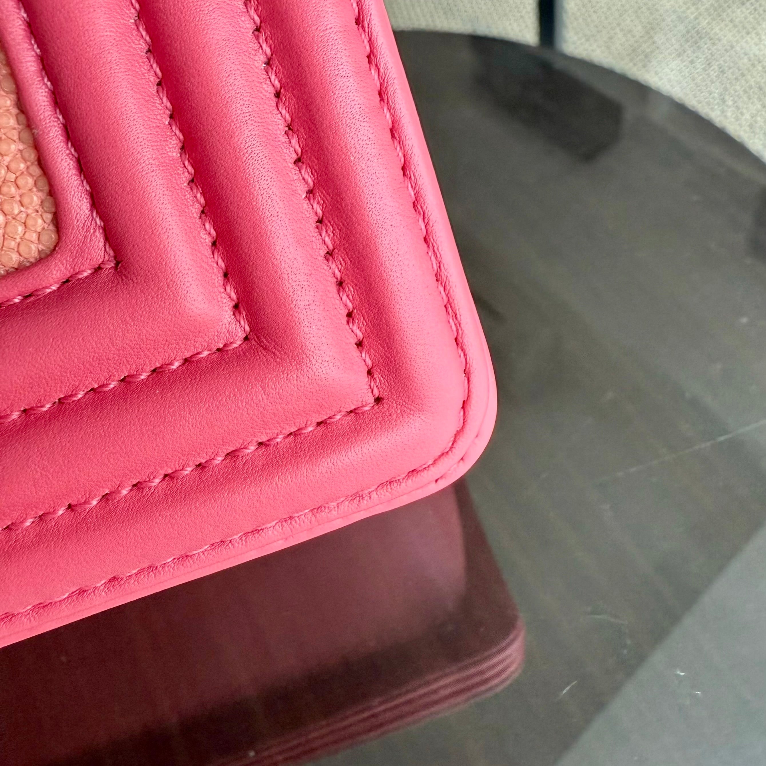 Chanel Boy Small - Stingray Pink Ruthenium Silver Hardware Series 18