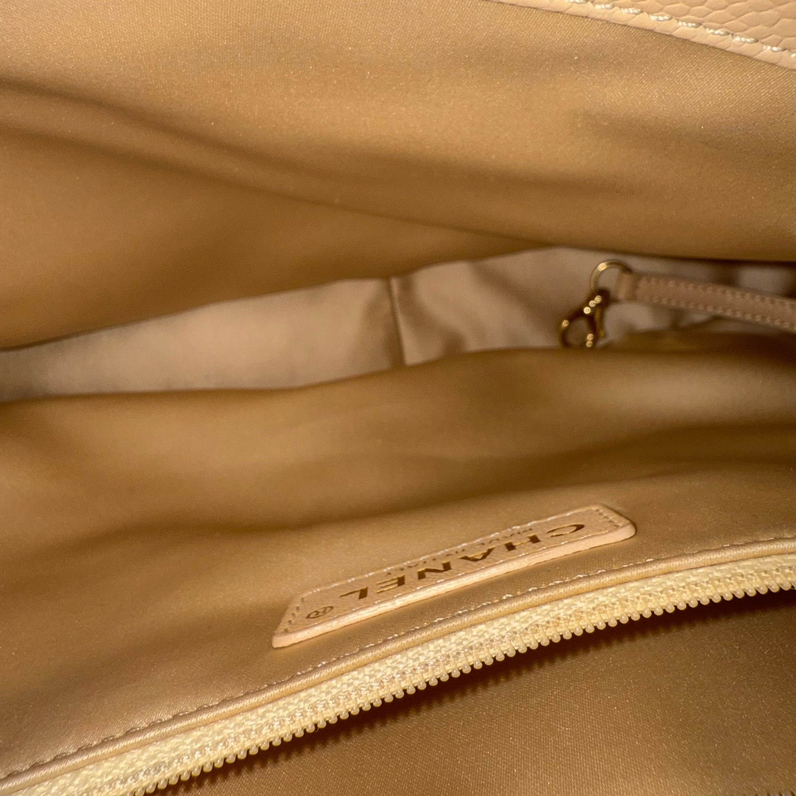 Chanel GST Grand Shopping Tote - Caviar Grained Calfskin Light Beige Gold Hardware Series 14