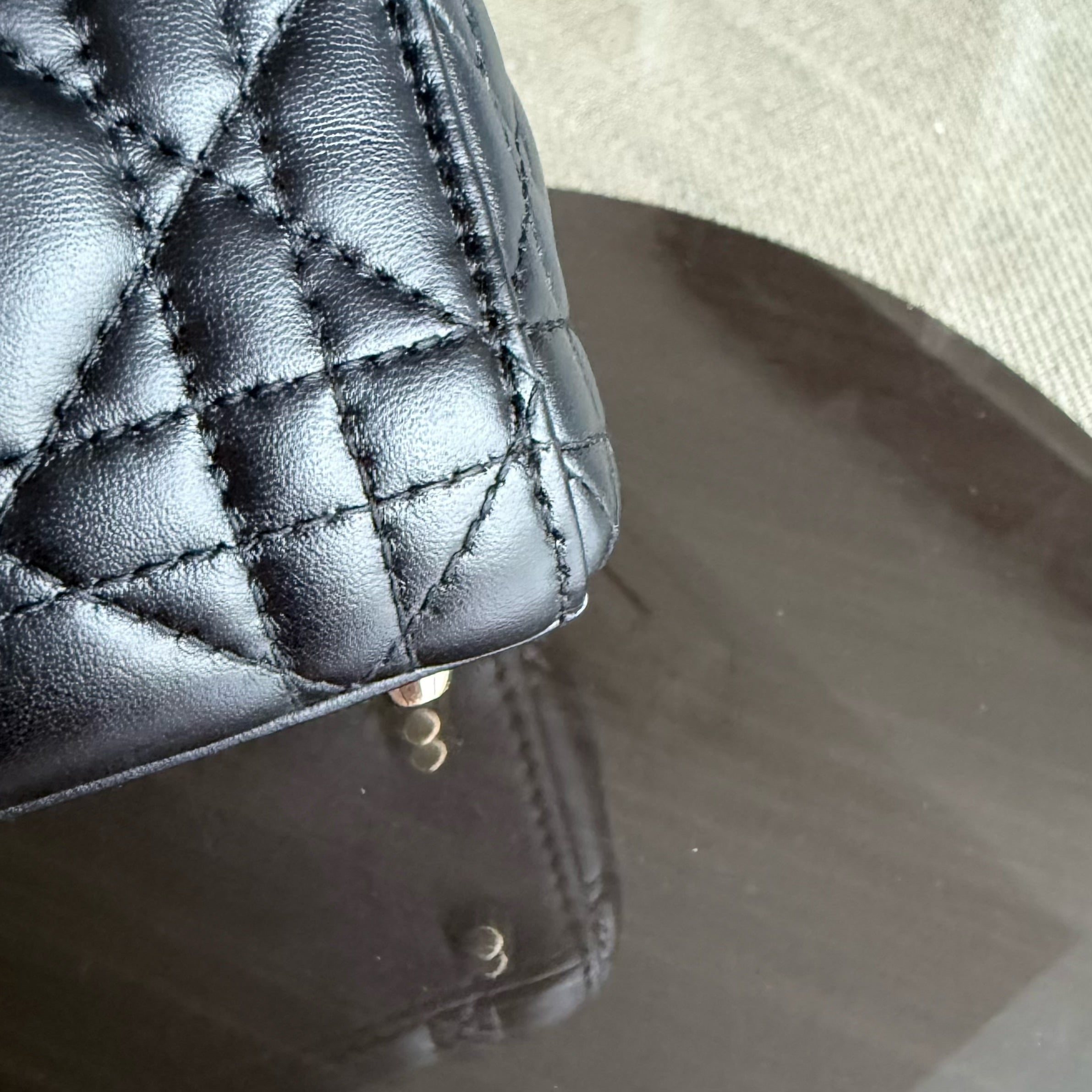 Dior Lady Mini - Cannage Lambskin Black Gold Hardware Chain Strap