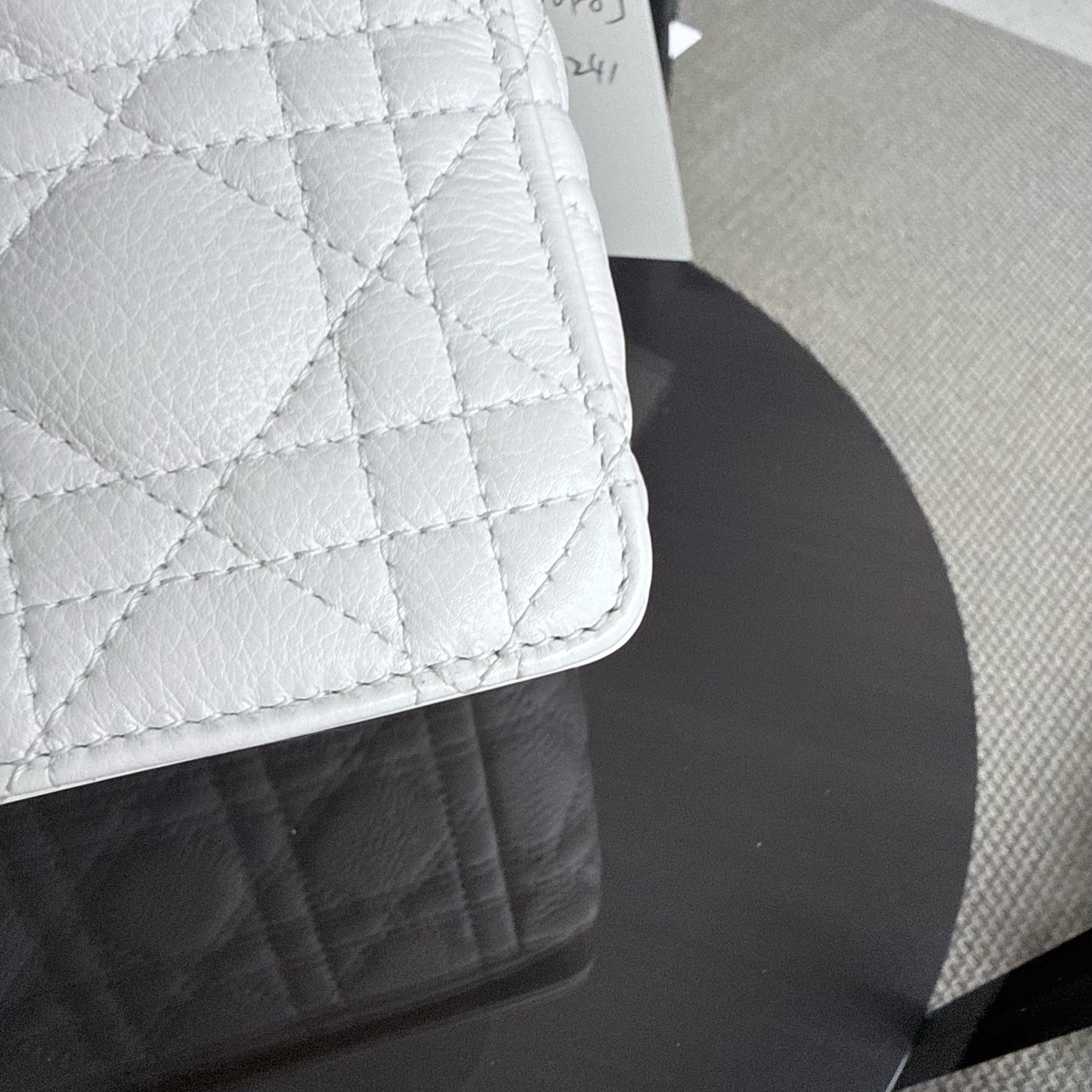Dior Caro Medium - Cannage Grained Calfskin White Gold Hardware