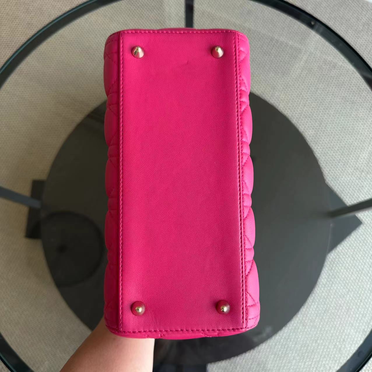 Lady Medium Cannage Lambskin Hot Pink GHW