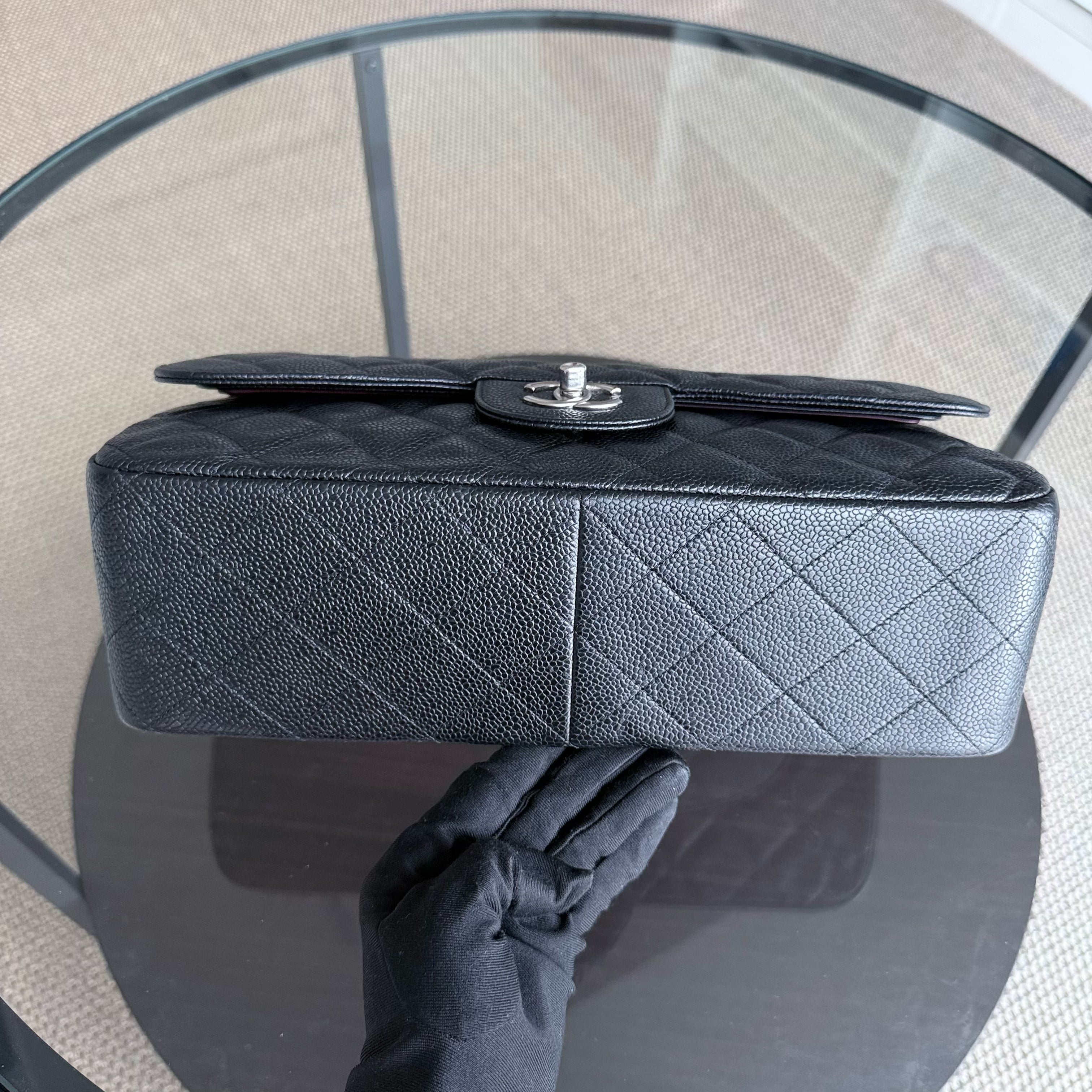 Chanel Classic Flap Jumbo - Double Flap Caviar 30CM Quilted Black Silver Hardware Series 16