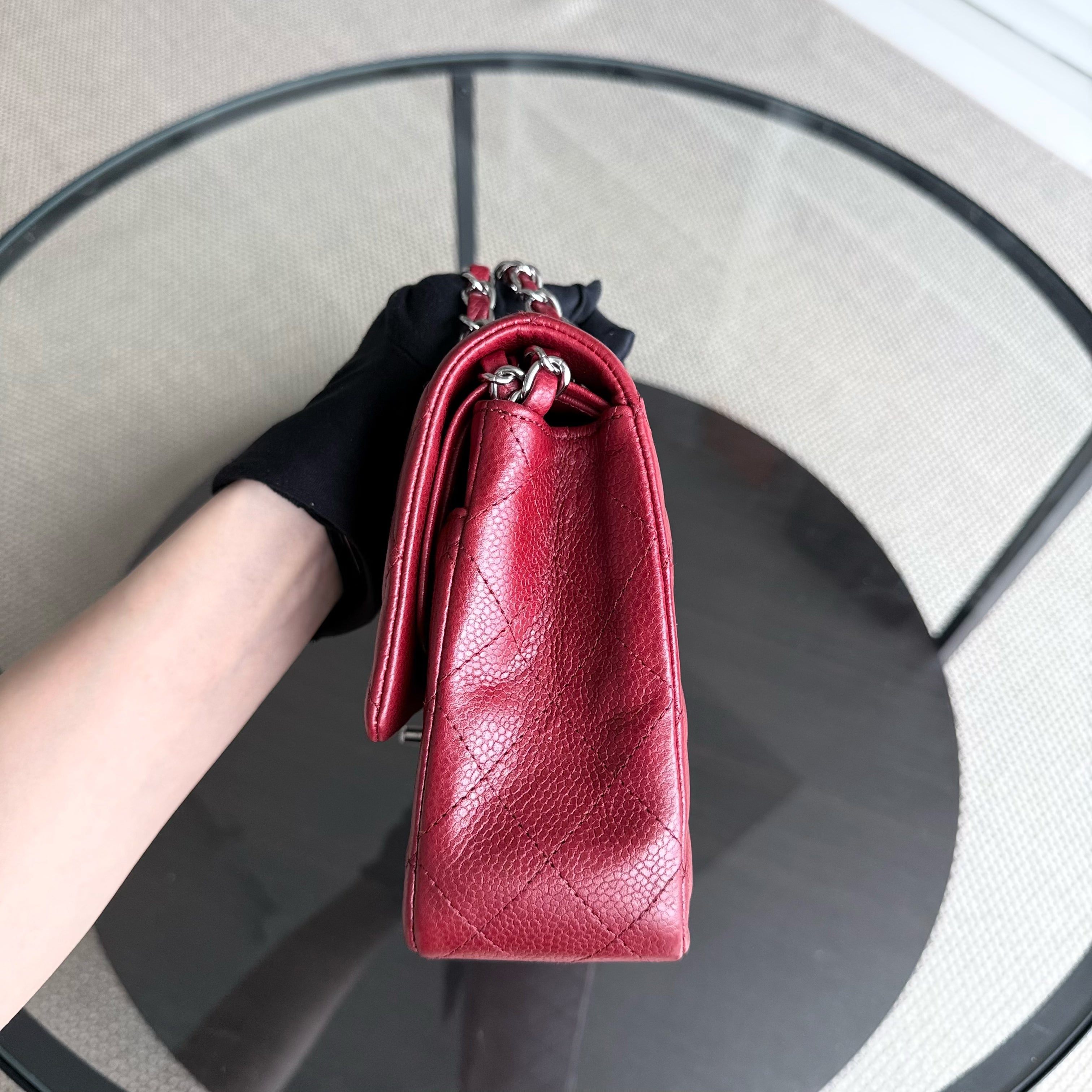 Chanel Classic Flap Medium - Caviar 25CM Quilted Grained Calfskin Red Silver Hardware Series 16