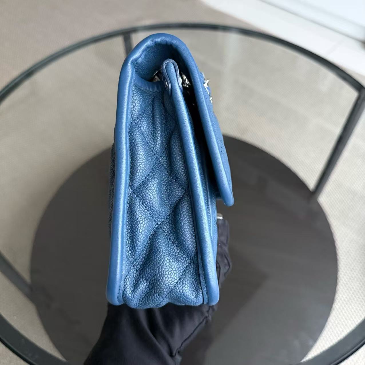Chanel French Riviera - Caviar 25CM Quilted Blue Silver Palladium Hardware Series 15