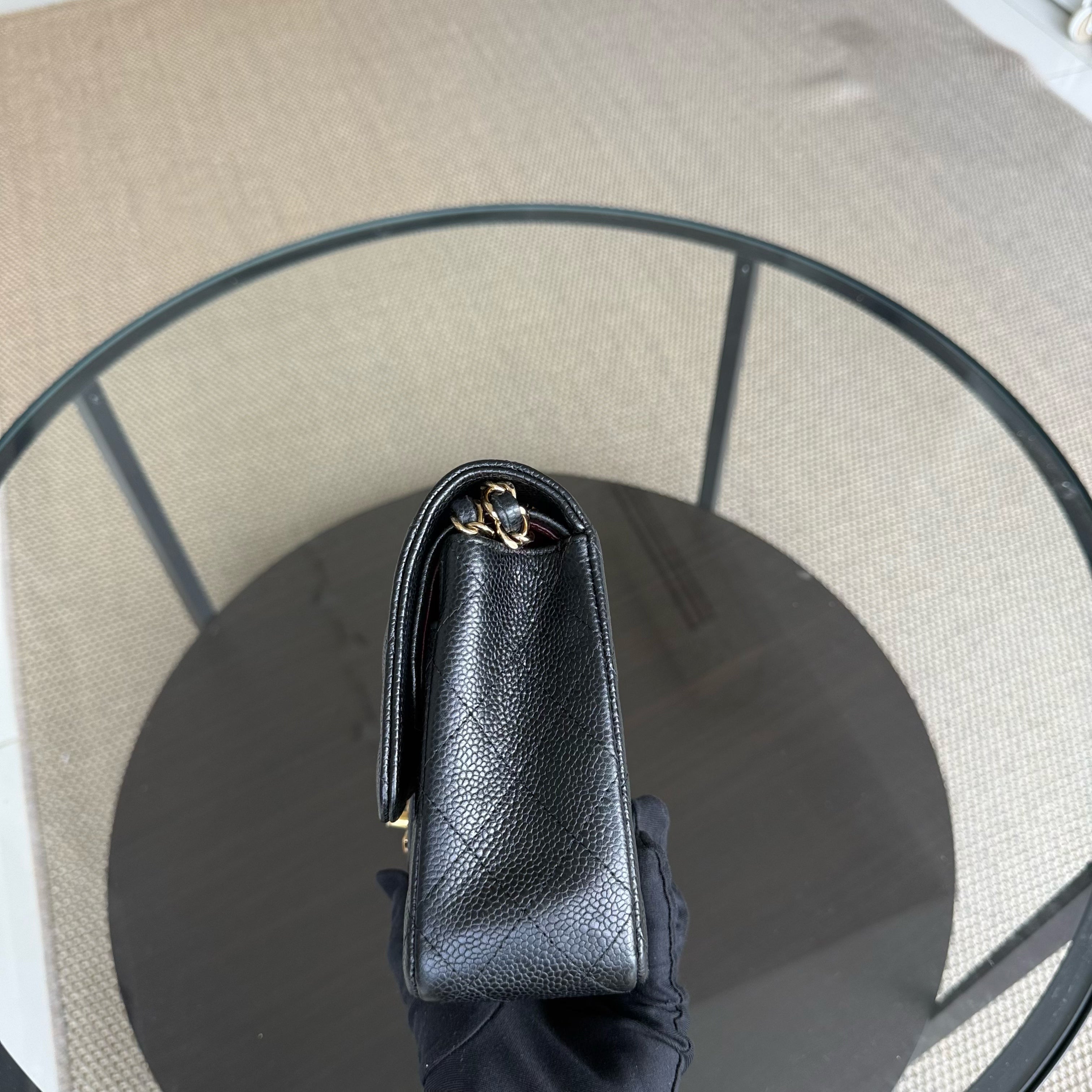 Chanel Classic Flap Medium - Caviar 25CM Quilted Grained Calfskin Black Gold Hardware Series 14