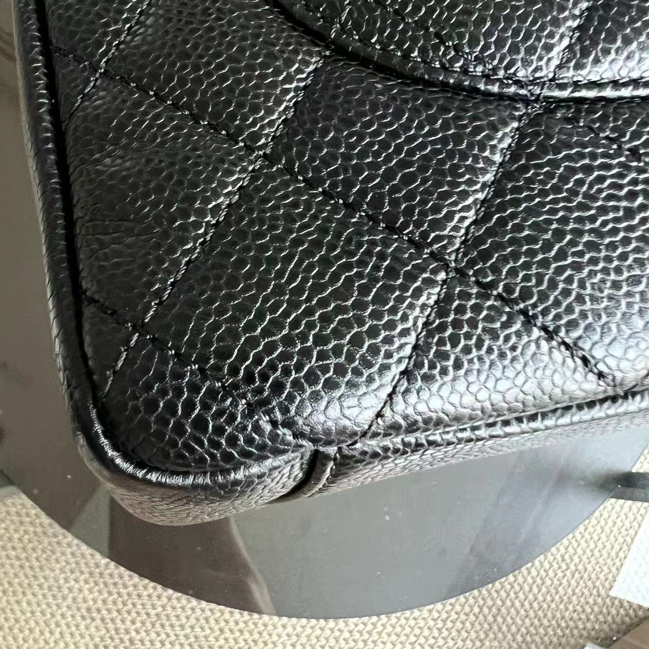 GST Grand Shopping Tote Caviar Quilted Grained Calfskin Black Golden Hardware Series 19