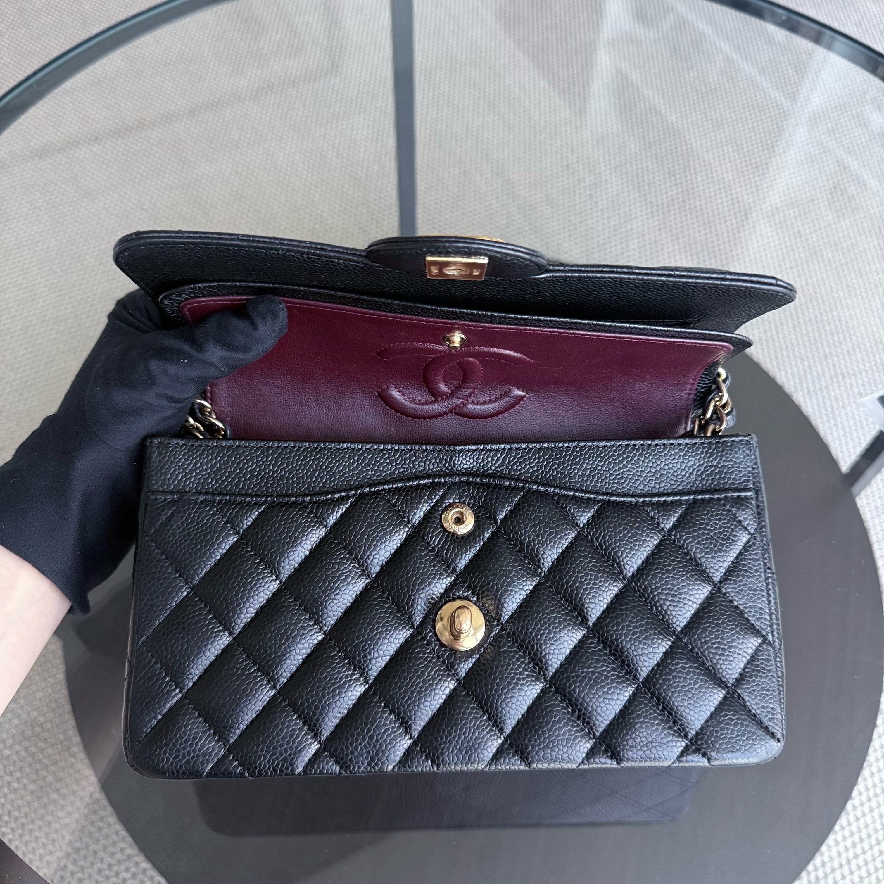 Chanel Classic Flap Small - Caviar 23CM Quilted Grained Calfskin Black Gold Hardware Series 27