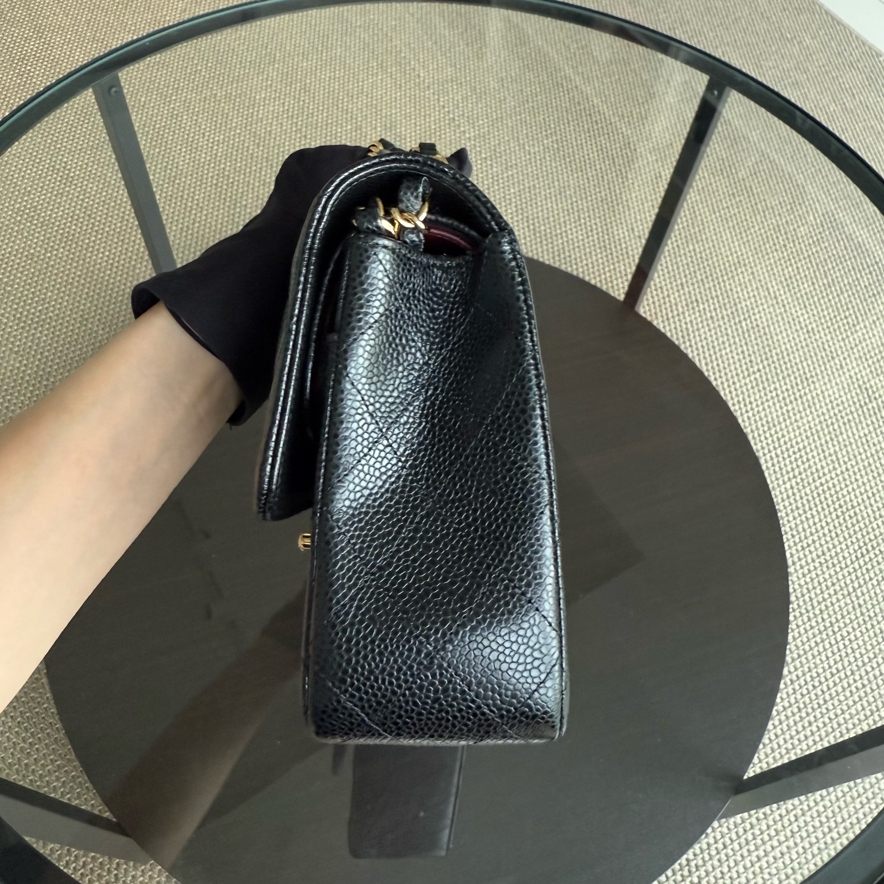 Chanel Classic Flap Medium - Caviar 25CM Quilted Grained Calfskin Black Gold Hardware Series 24