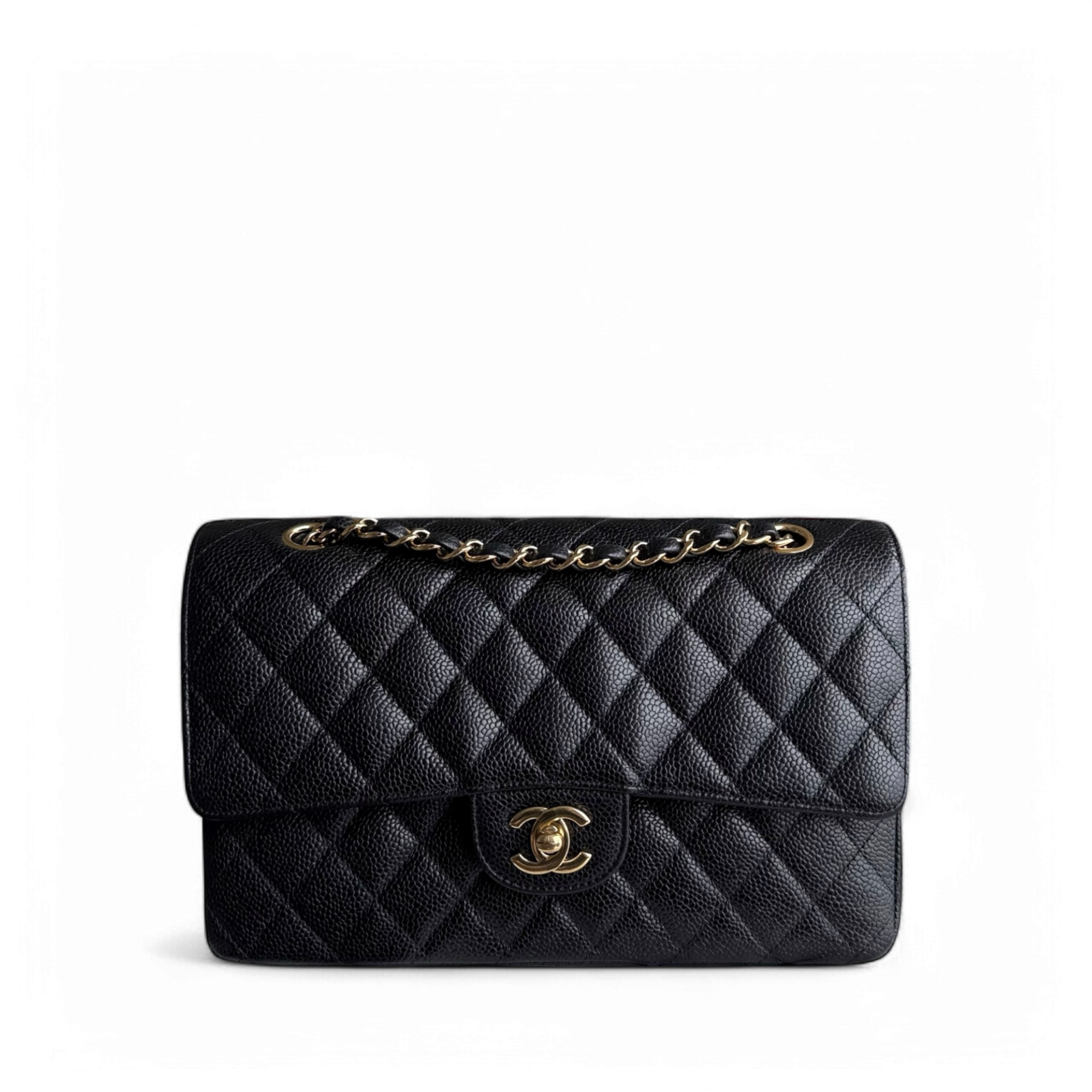 Chanel Classic Flap Medium - Caviar 25CM Quilted Black Gold Hardware Series 19