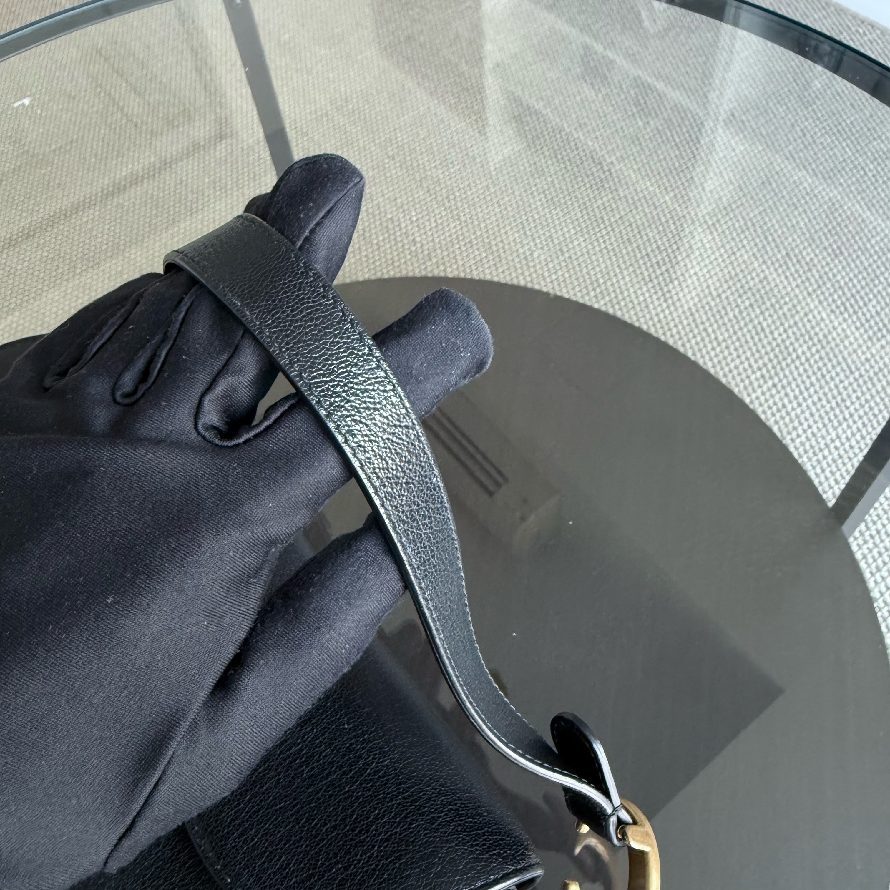 Dior Saddle Medium - 25CM Calfskin Black Gold Hardware