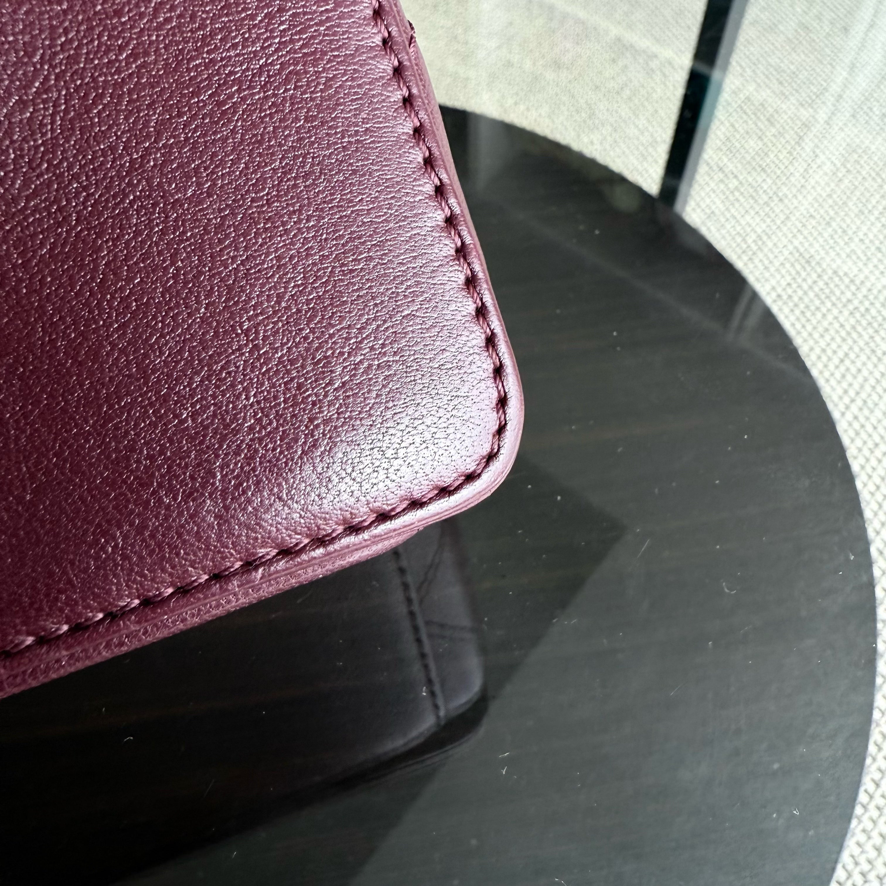 Chanel Mademoiselle Seasonal Flap - 25CM Quilted Lambskin Burgundy Gold Hardware Series 23