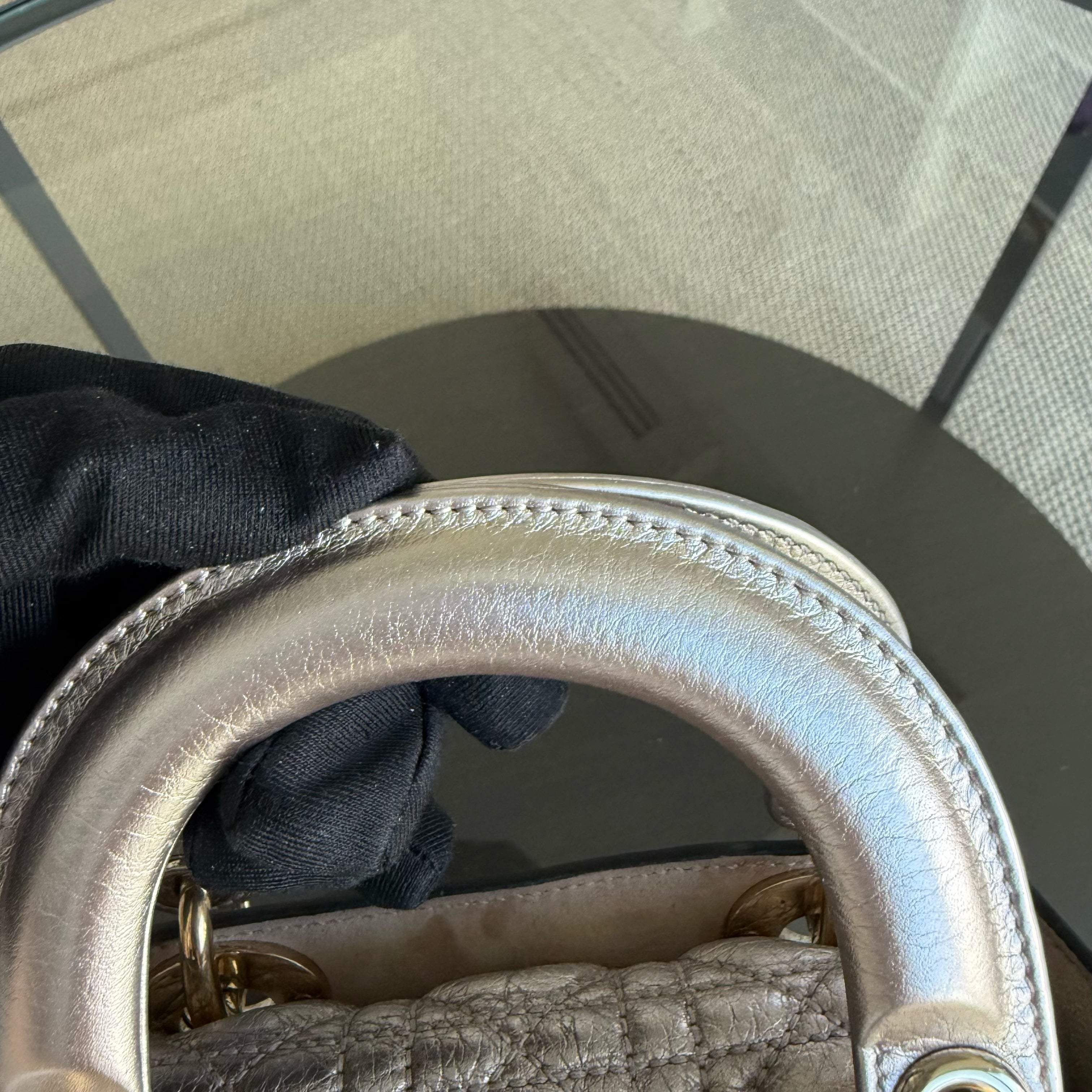 Dior Lady Mini - Cannage Calfskin Metallic Rose Gold Hardware