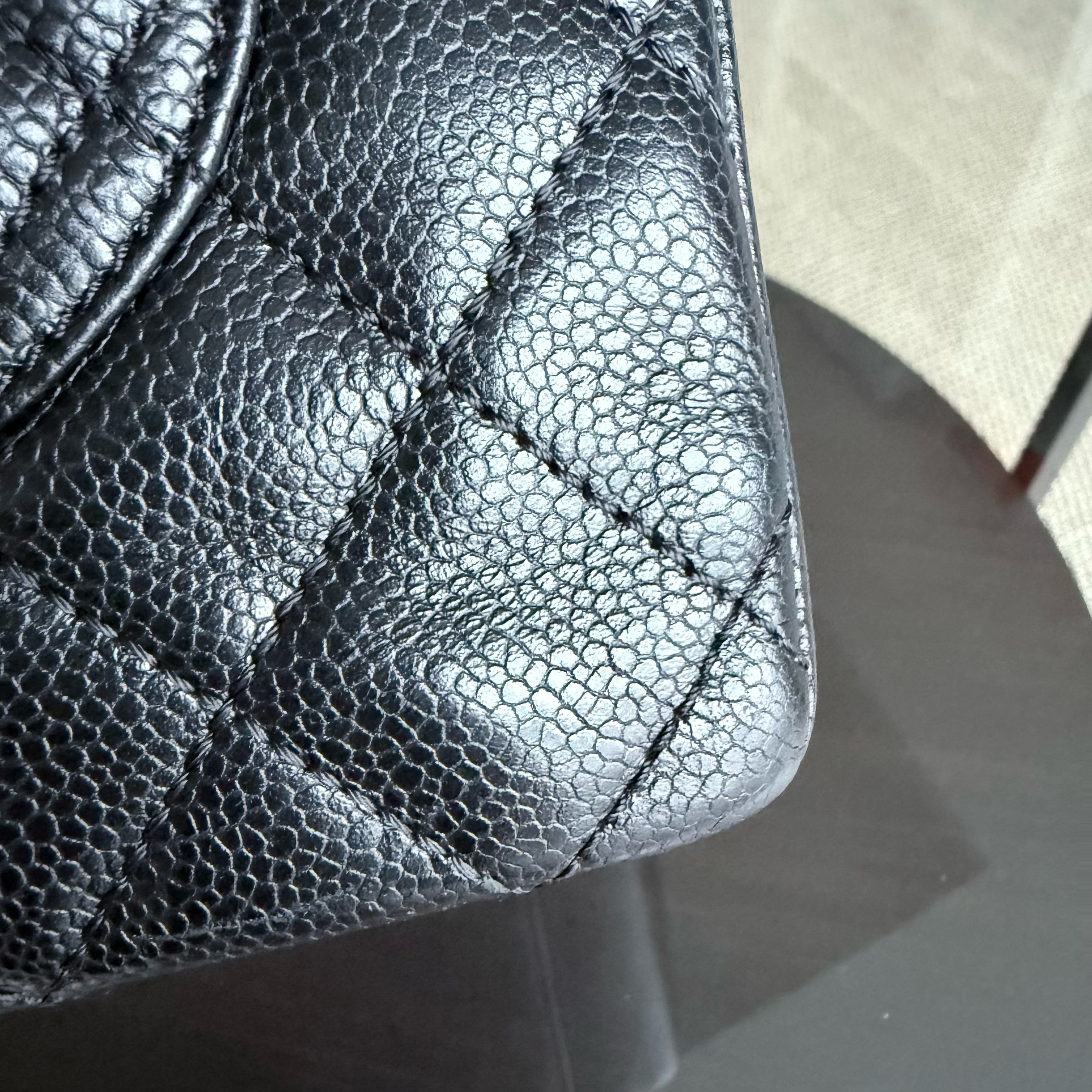 Chanel GST Grand Shopping Tote - Caviar Quilted Grained Calfskin Black Silver Hardware Series 19