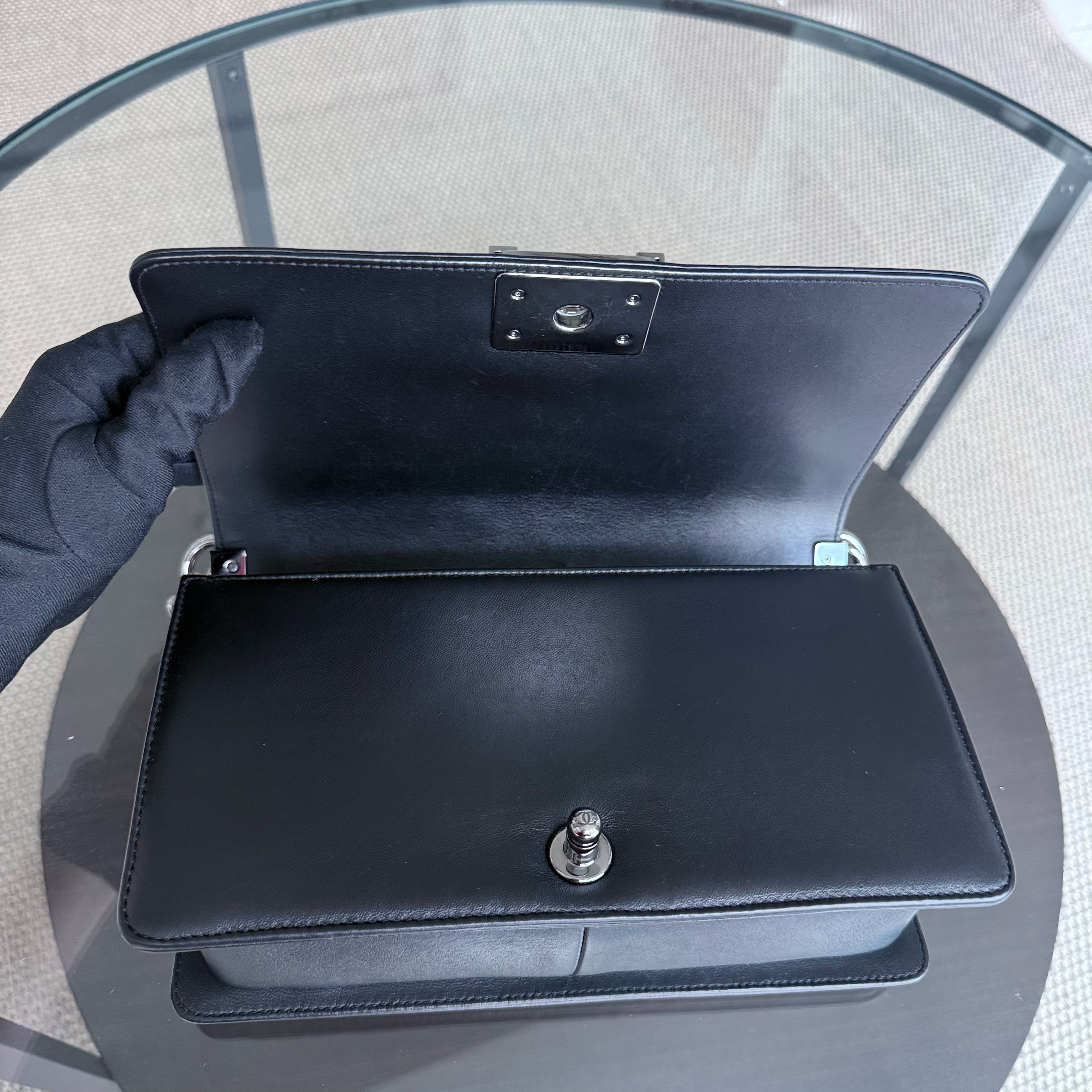 Chanel Boy Medium - 25CM Quilted Calfskin Black Dark Silver Hardware Series 25