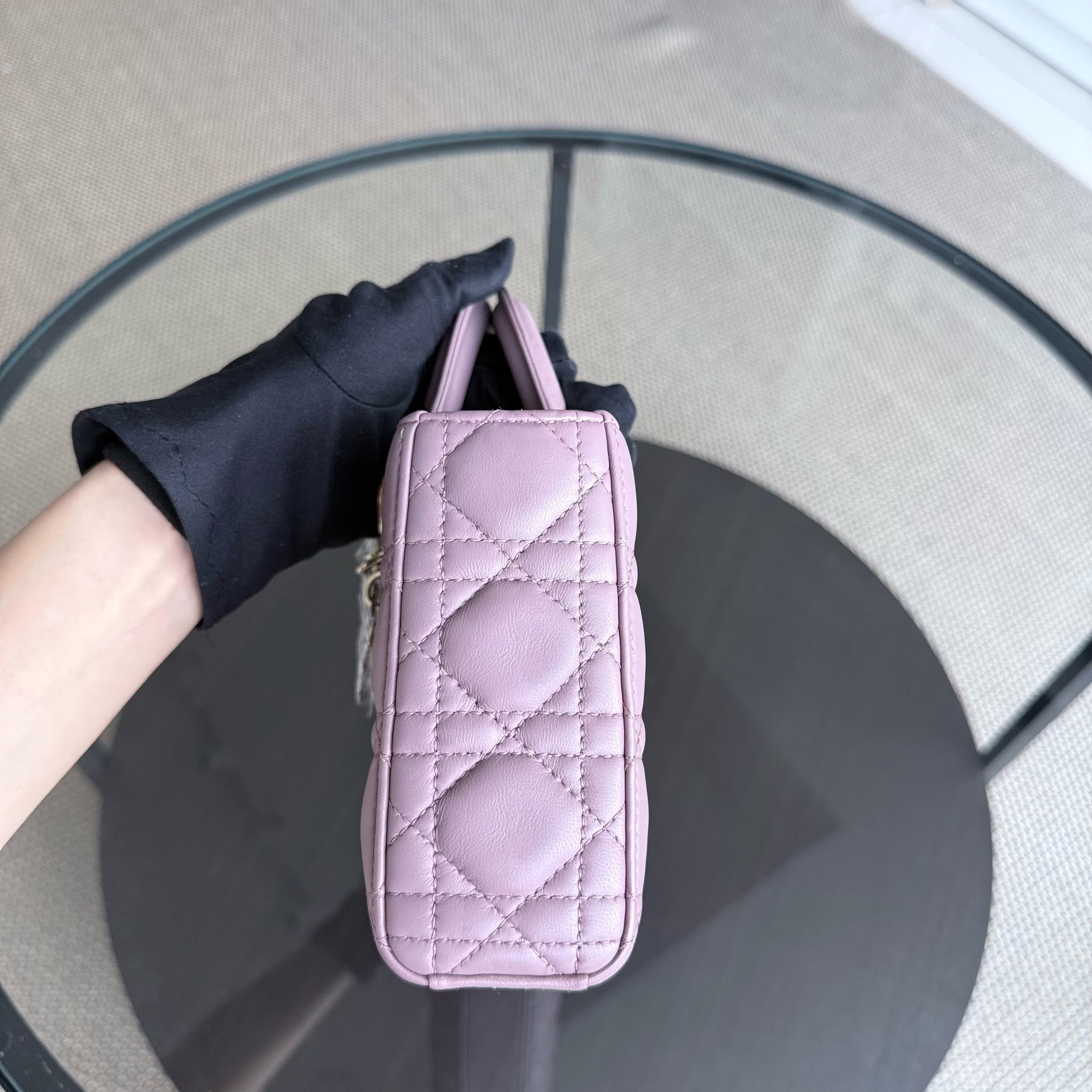 Dior D-Joy Medium - Cannage Lambskin Pink Gold Hardware