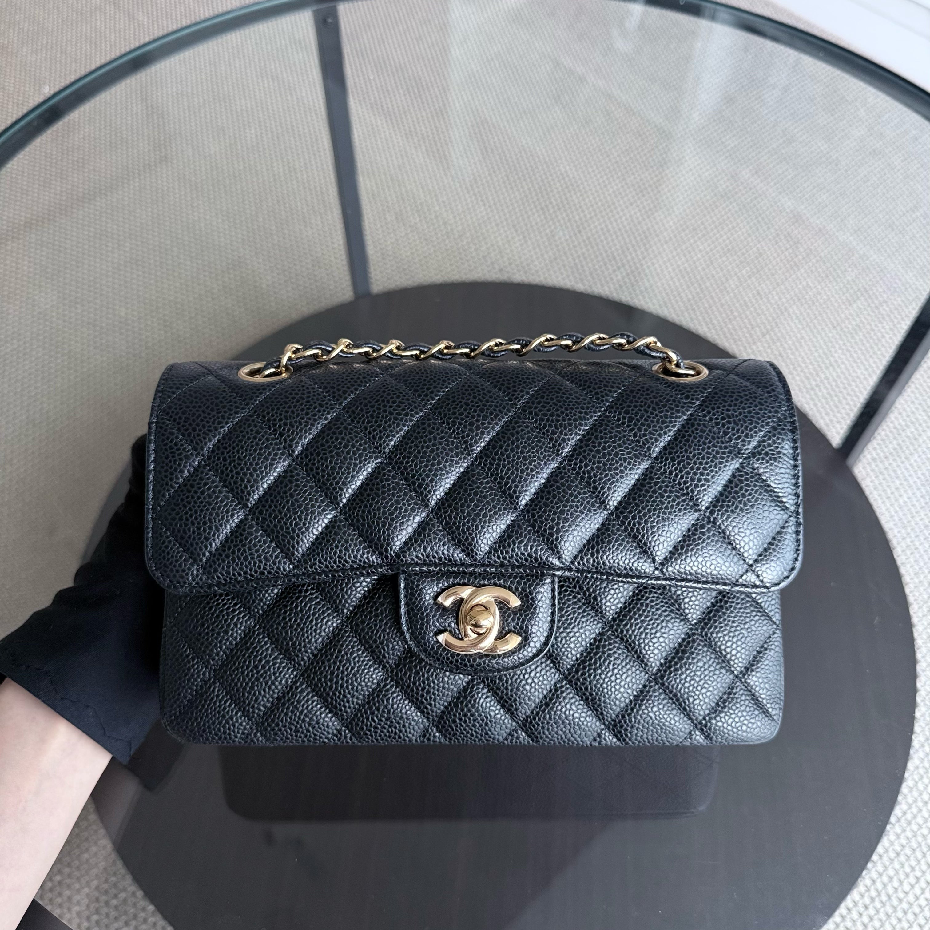 Chanel Classic Flap Small - Caviar 23CM Quilted Black Gold Hardware Series 30