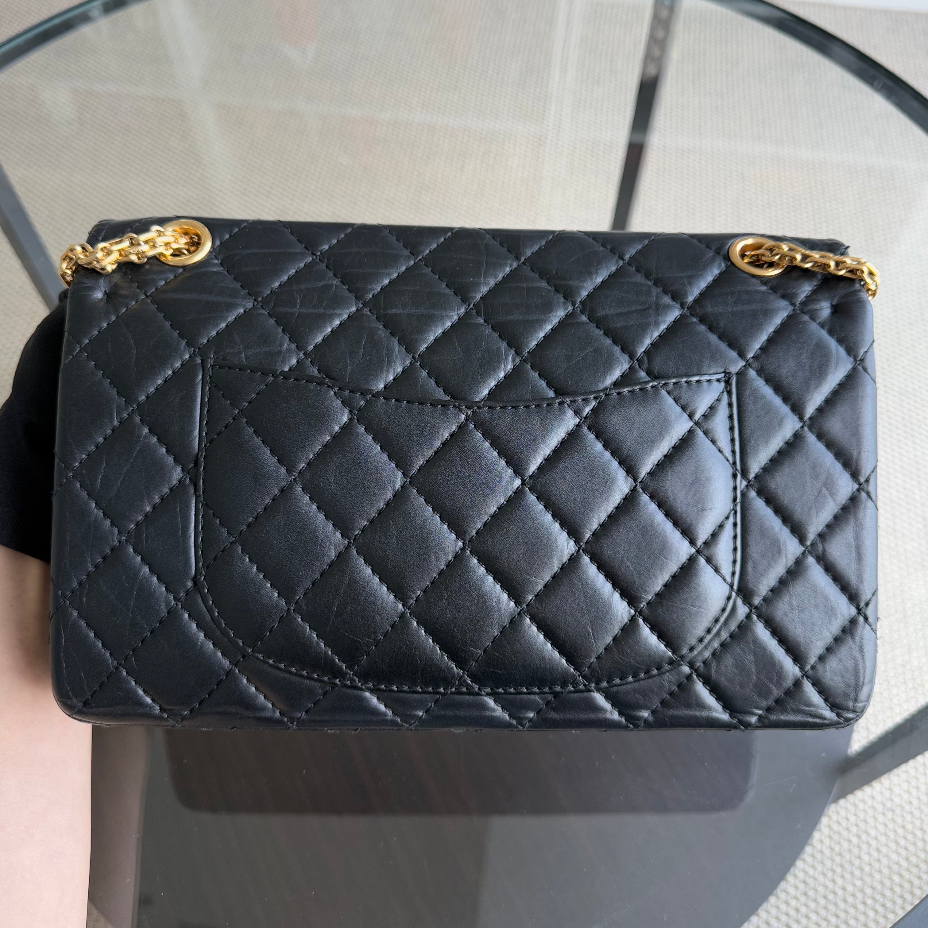 Chanel 2.55 Reissue 226 - Medium Calfskin Quilted Black Gold Hardware Series 15