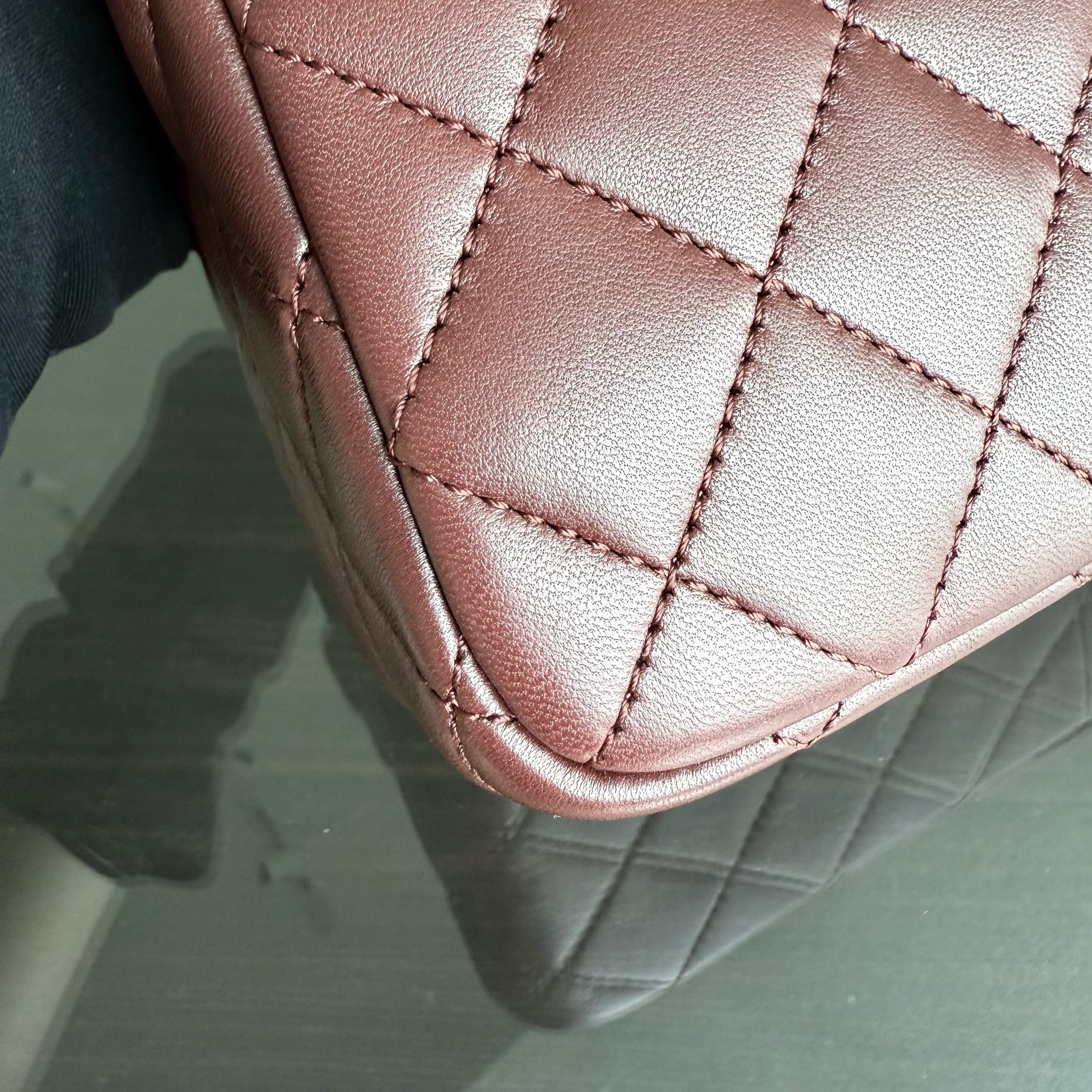 Chanel Seasonal Two-tone Flap Medium - Quilted Lambskin Dark Burgundy Red Black Gold Hardware Series 21