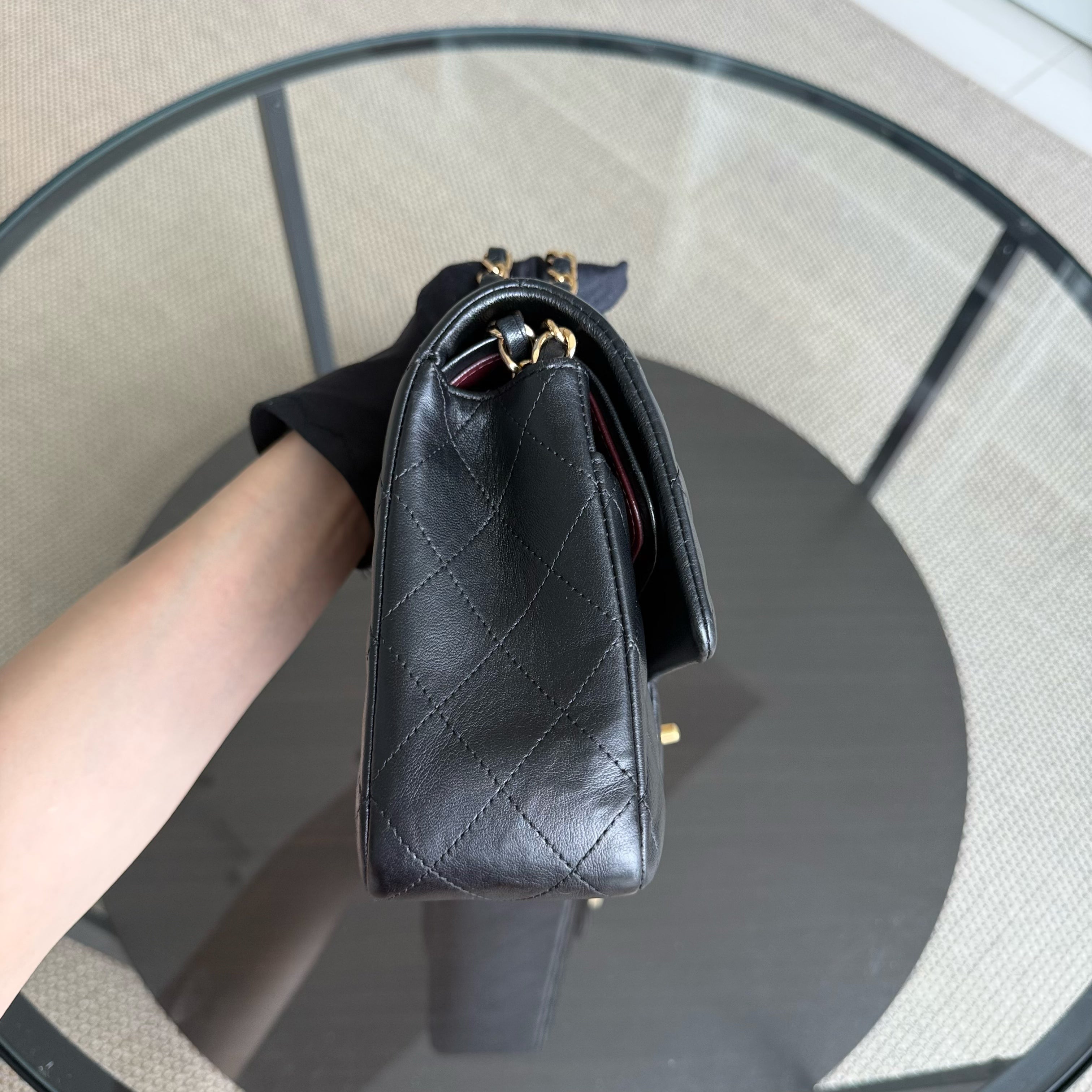 Chanel Classic Flap Medium - 25CM Quilted Lambskin Black Gold Hardware Series 26