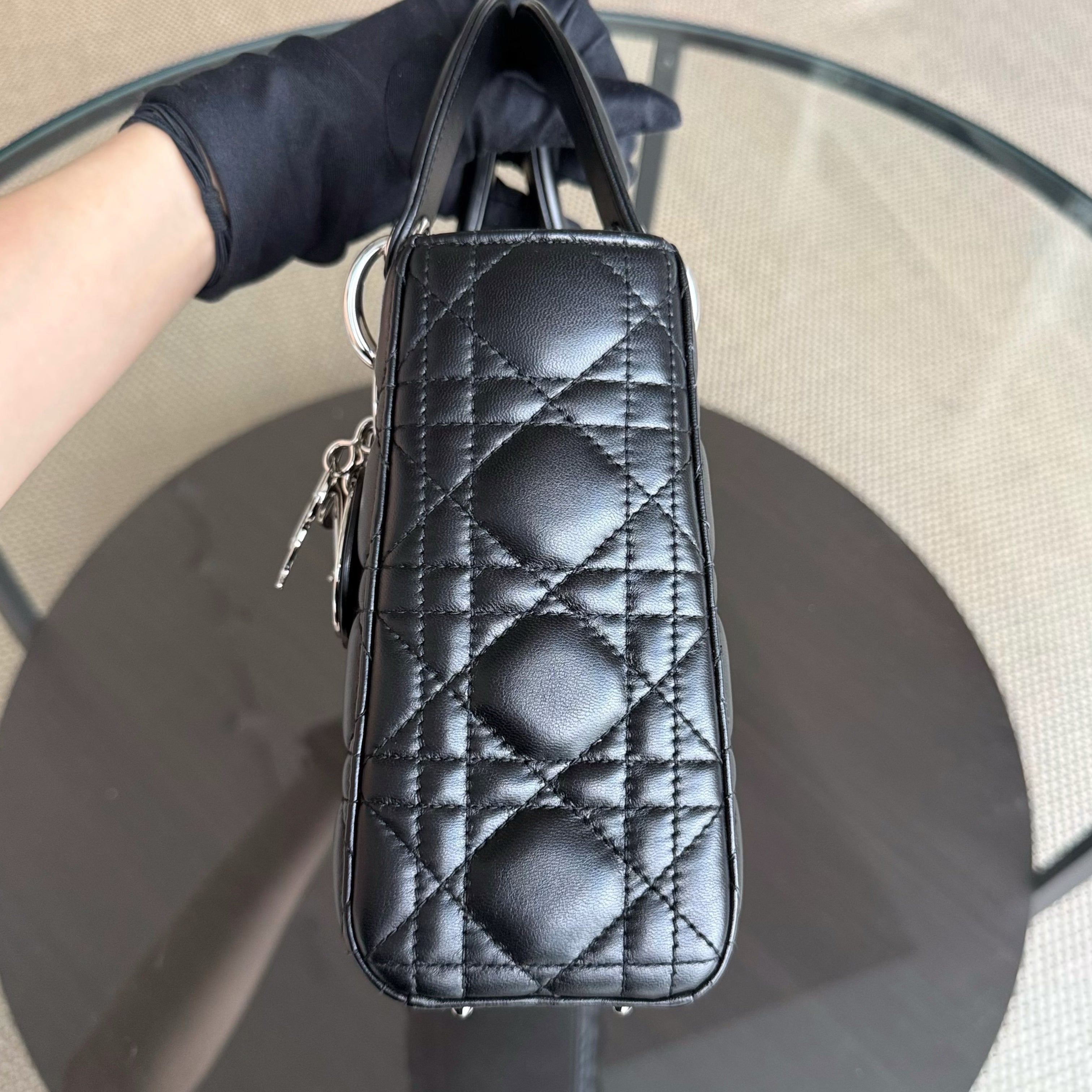 Dior Lady Small Flap - Cannage Lambskin Black Silver Hardware