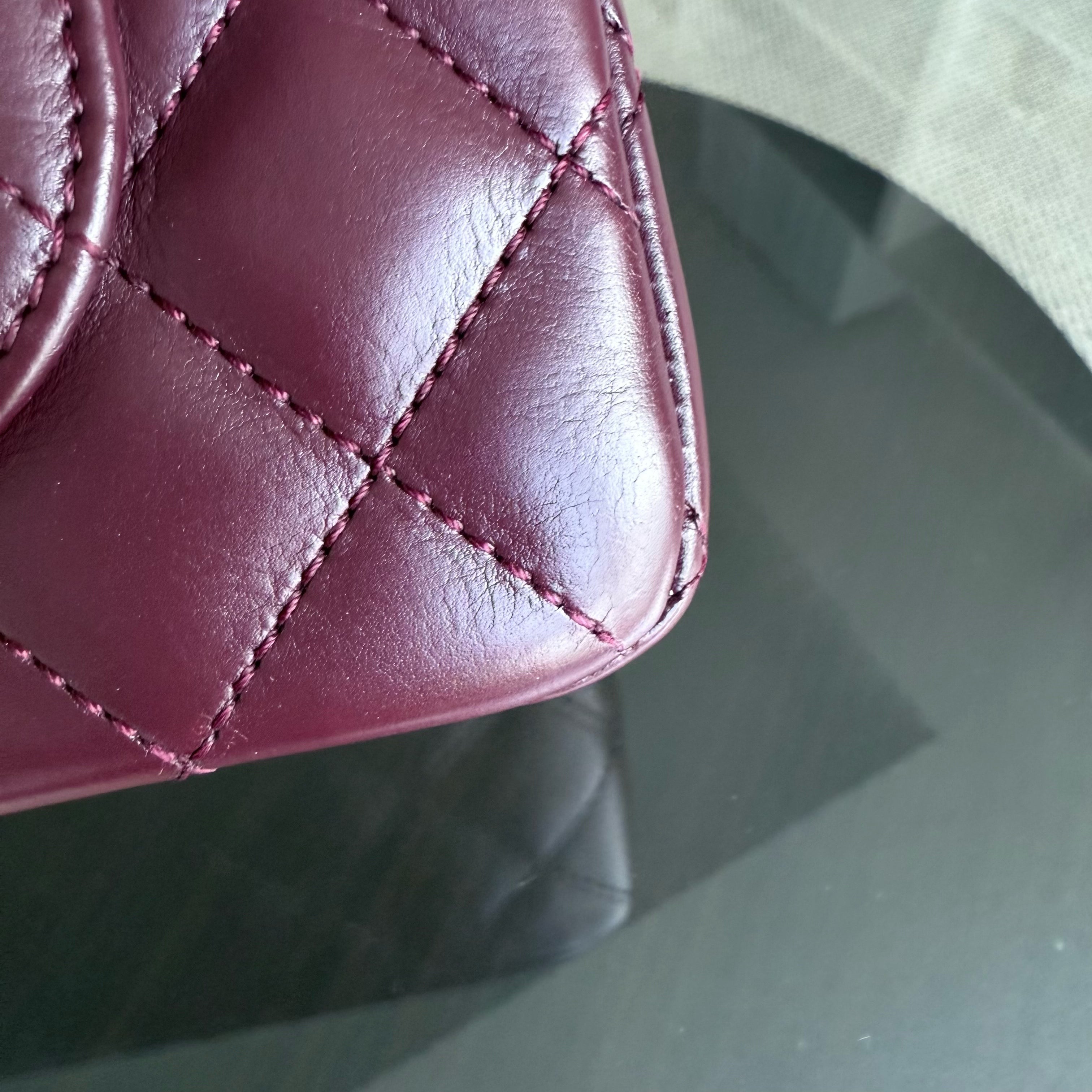 Chanel Classic Flap Rock The Corner - Quilted 20CM Calfskin Dark Burgundy Gold Hardware Series 24