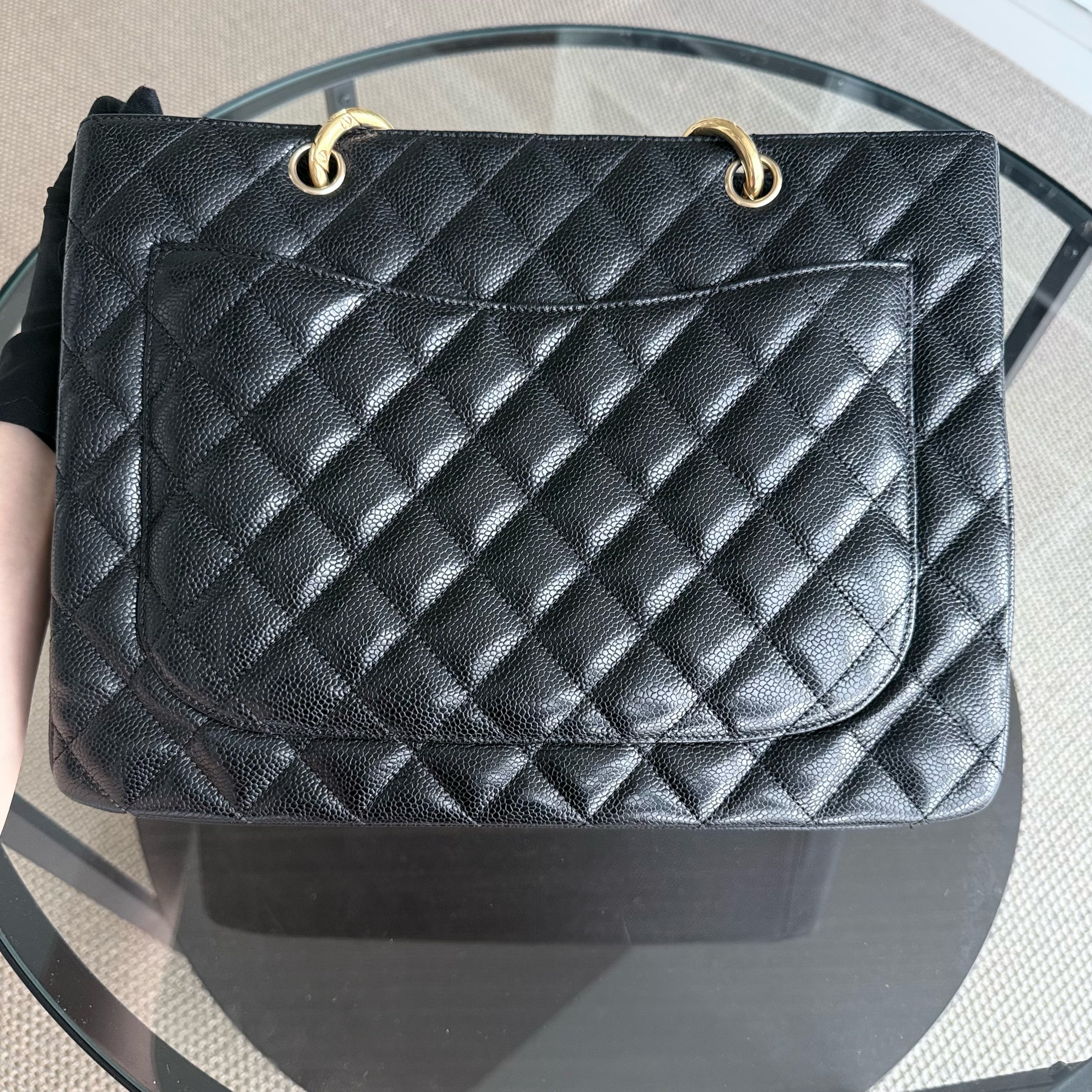 Chanel GST Grand Shopping Tote - Caviar Quilted Black Gold Hardware Series 11