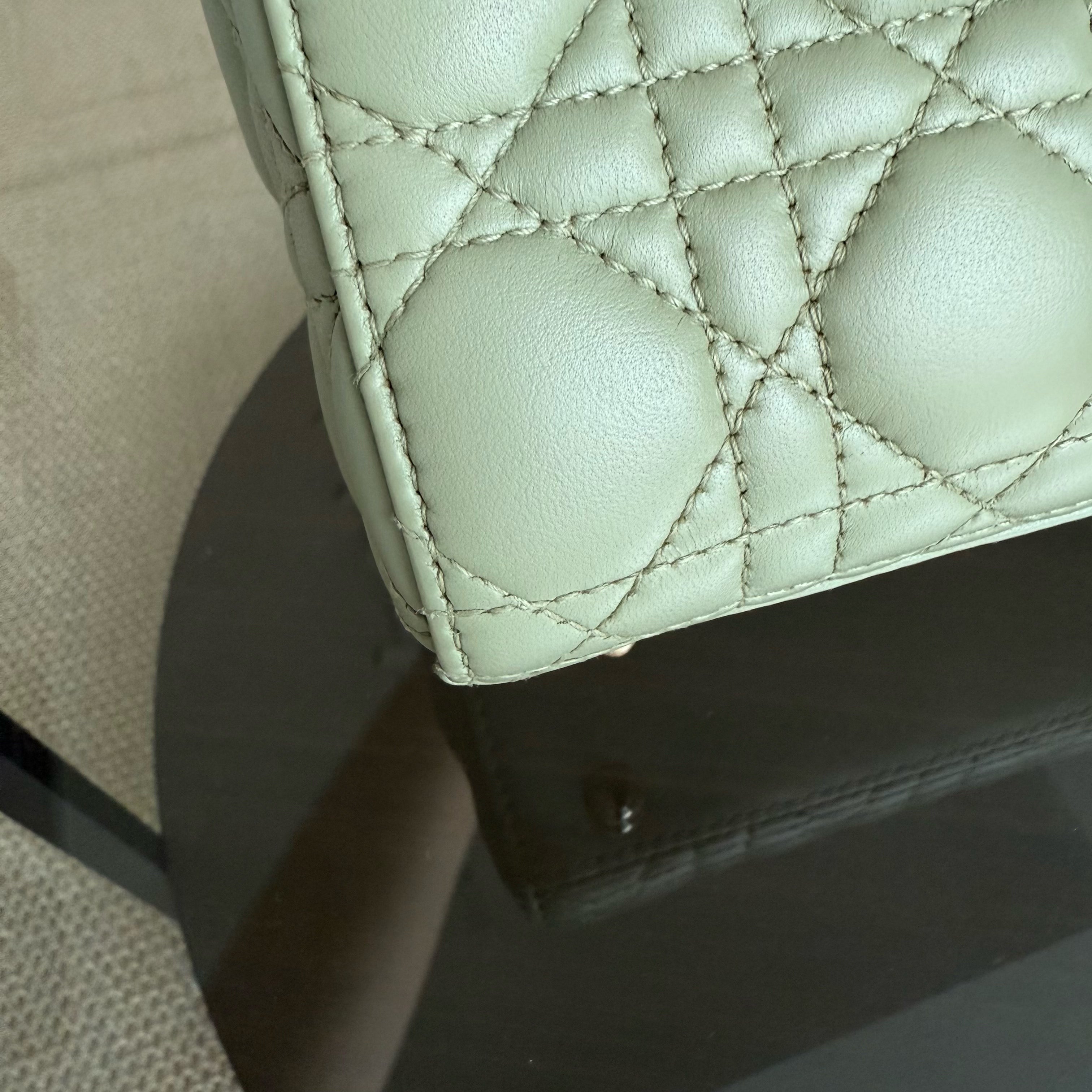 Dior Lady Small - Cannage Lambskin Mint Green Gold Hardware