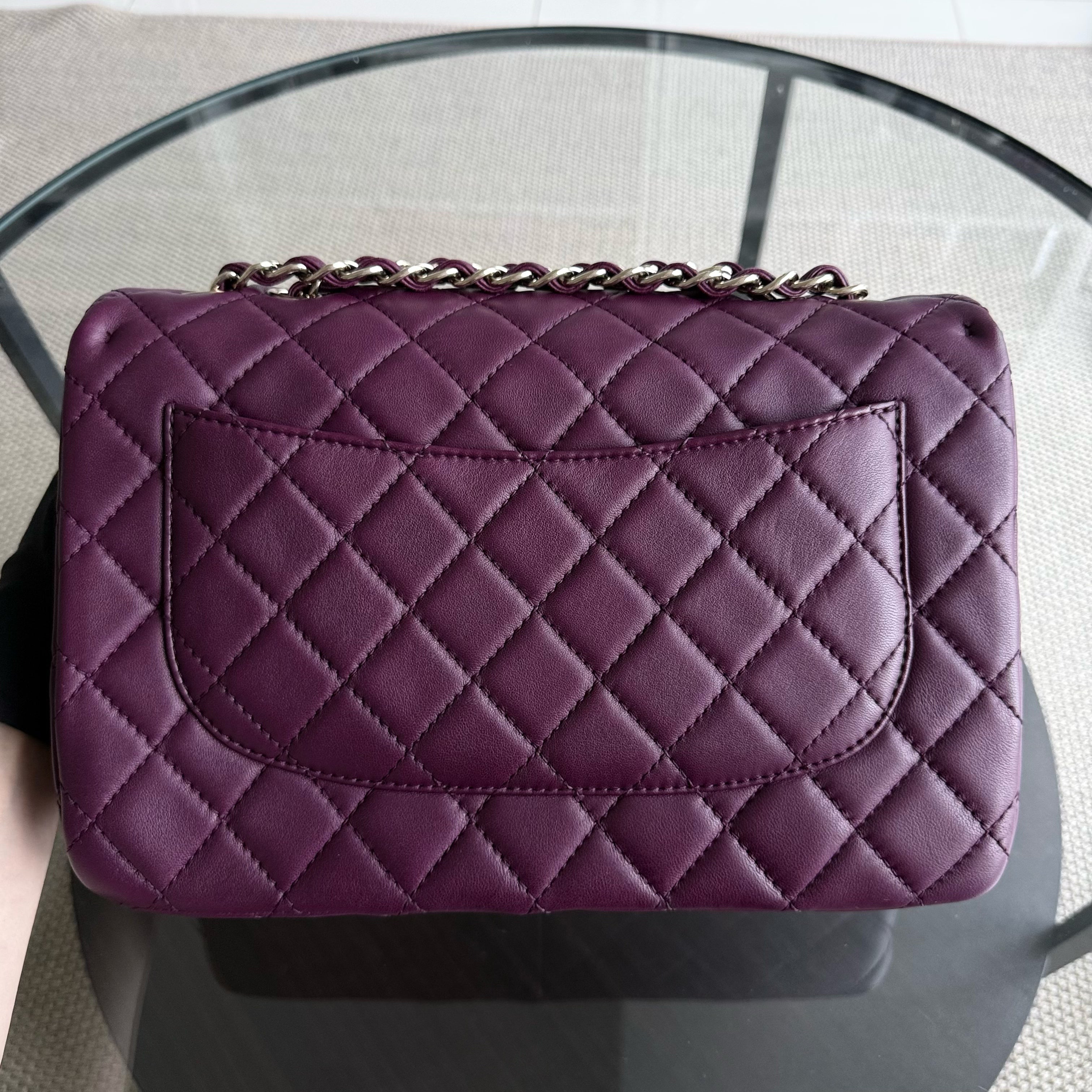Chanel Classic Flap Jumbo - 30CM Quilted Lambskin Single Flap Purple Violet Gold Hardware Series 12