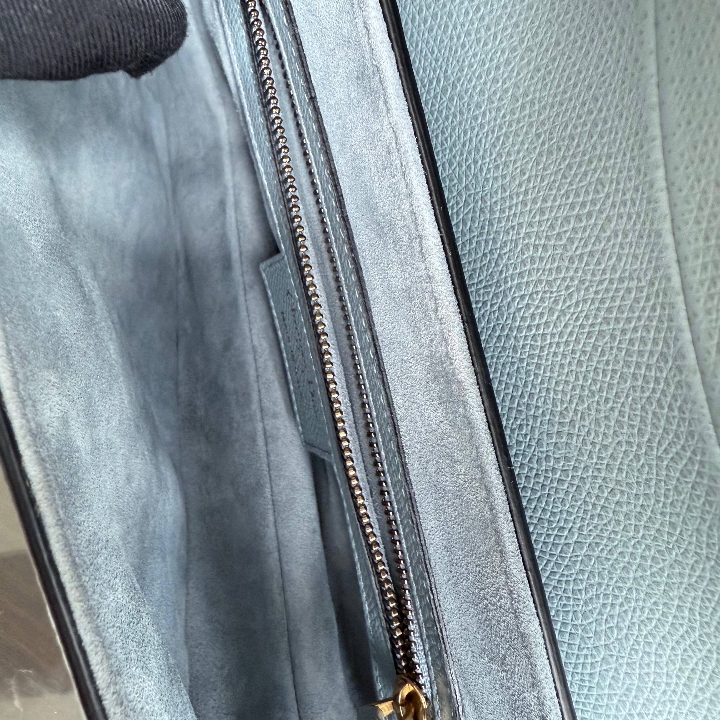 Dior Saddle Medium - 25CM Grained Calfskin Haze Blue Gold Hardware