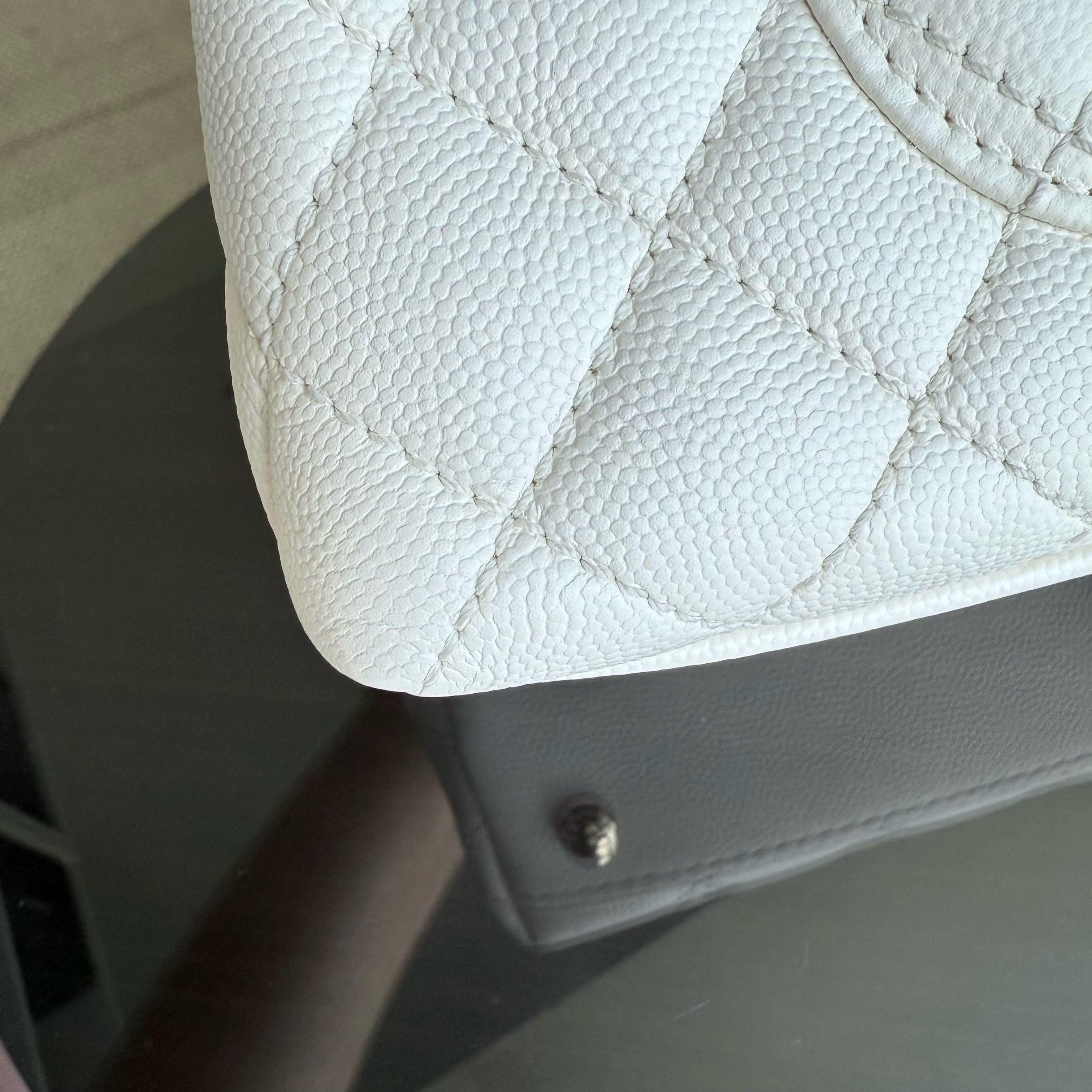 Chanel Coco Handle Small - Caviar Quilted Snow White Gold Hardware Microchip