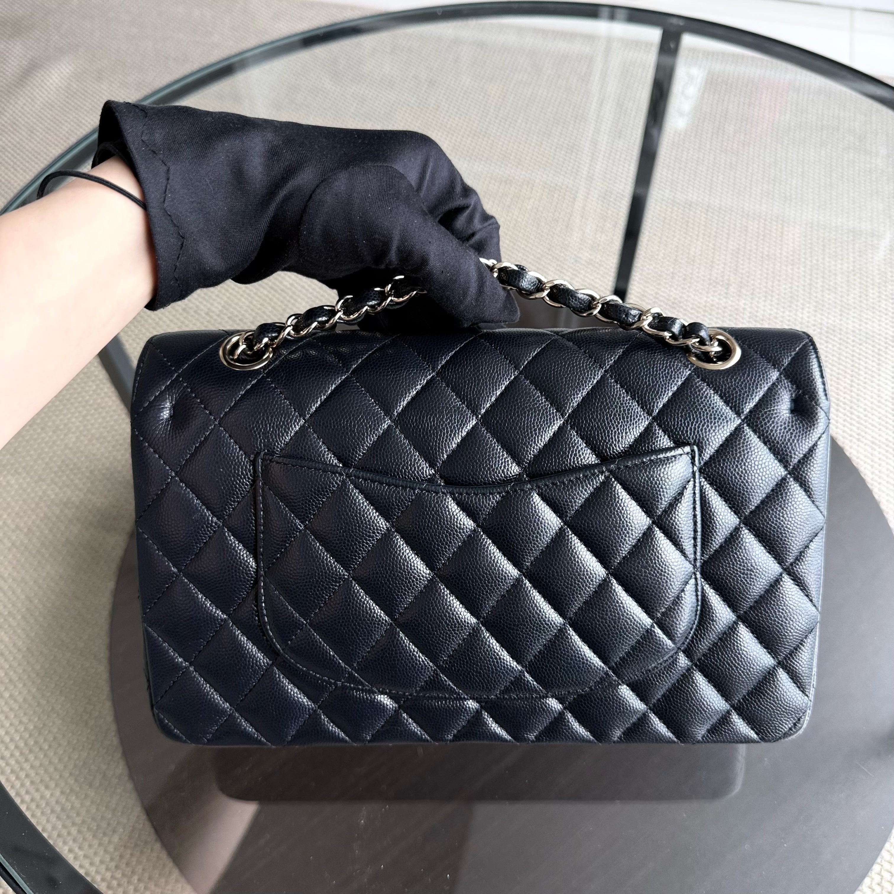 Chanel Classic Flap Medium - Caviar 25CM Quilted Mid-night Dark Blue Gold Hardware Series 28
