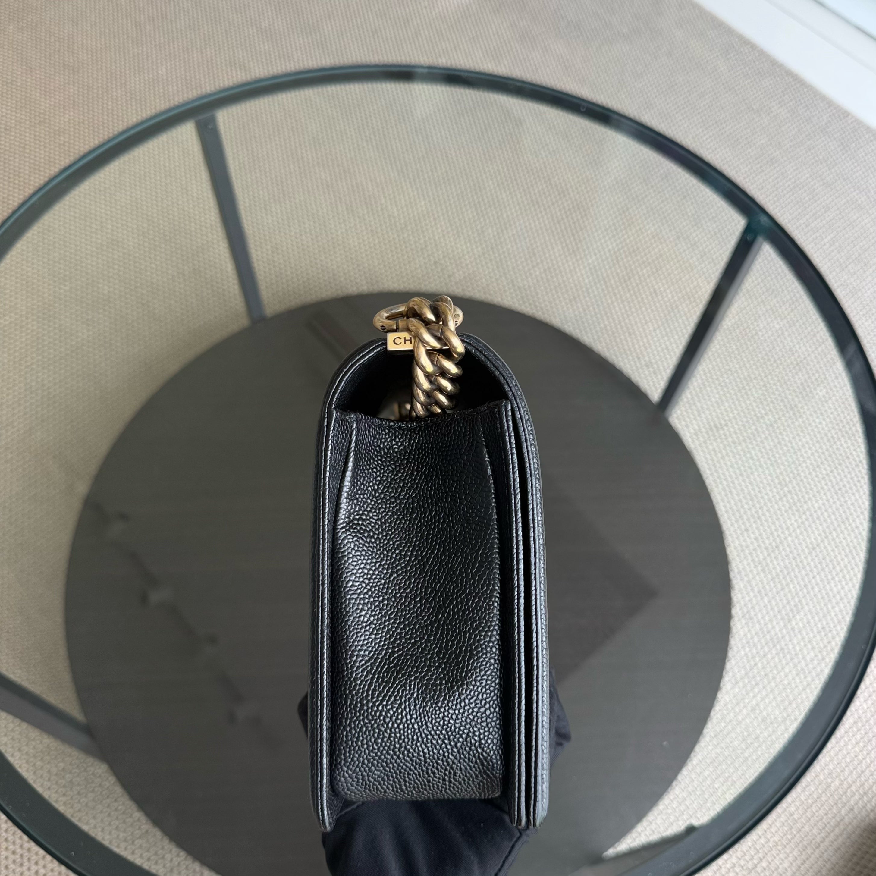 Chanel Boy Medium - Caviar 28CM Quilted Black Gold Hardware Series 20