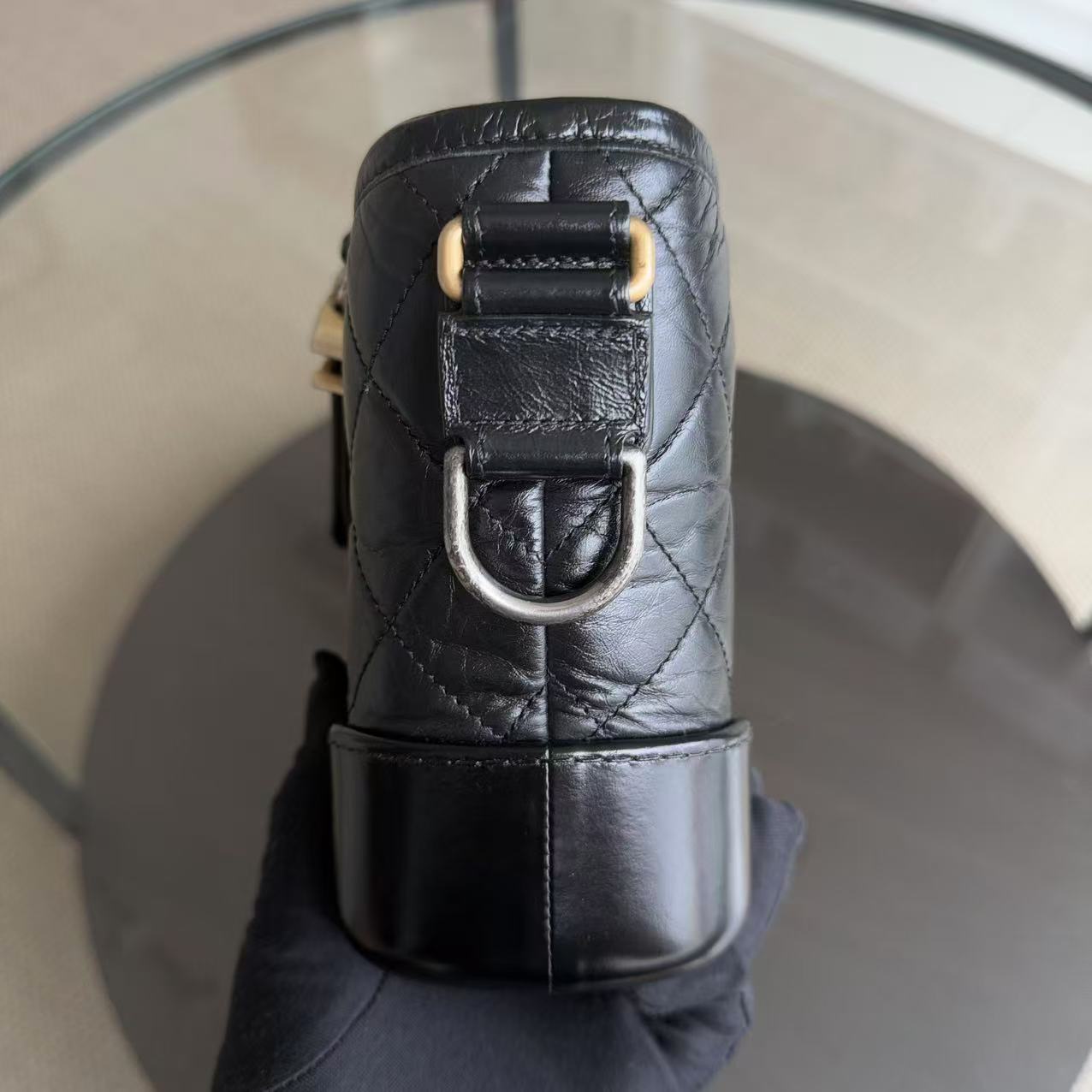 Chanel Gabrielle Small - Quilted Calfskin Black Two-tone Gold Hardware Series 24