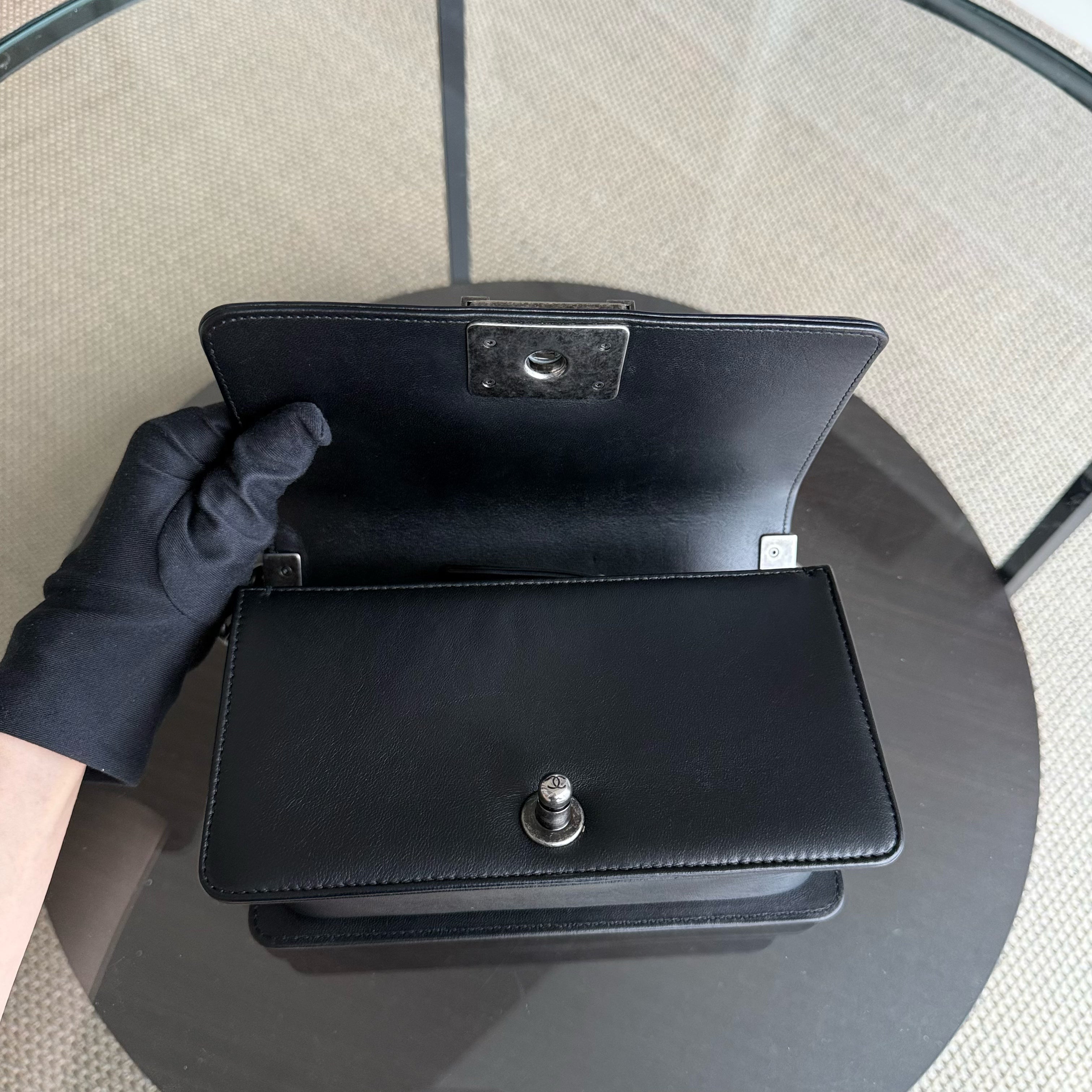 Chanel Boy Small - Stingray Black Ruthenium Silver Hardware Series 20