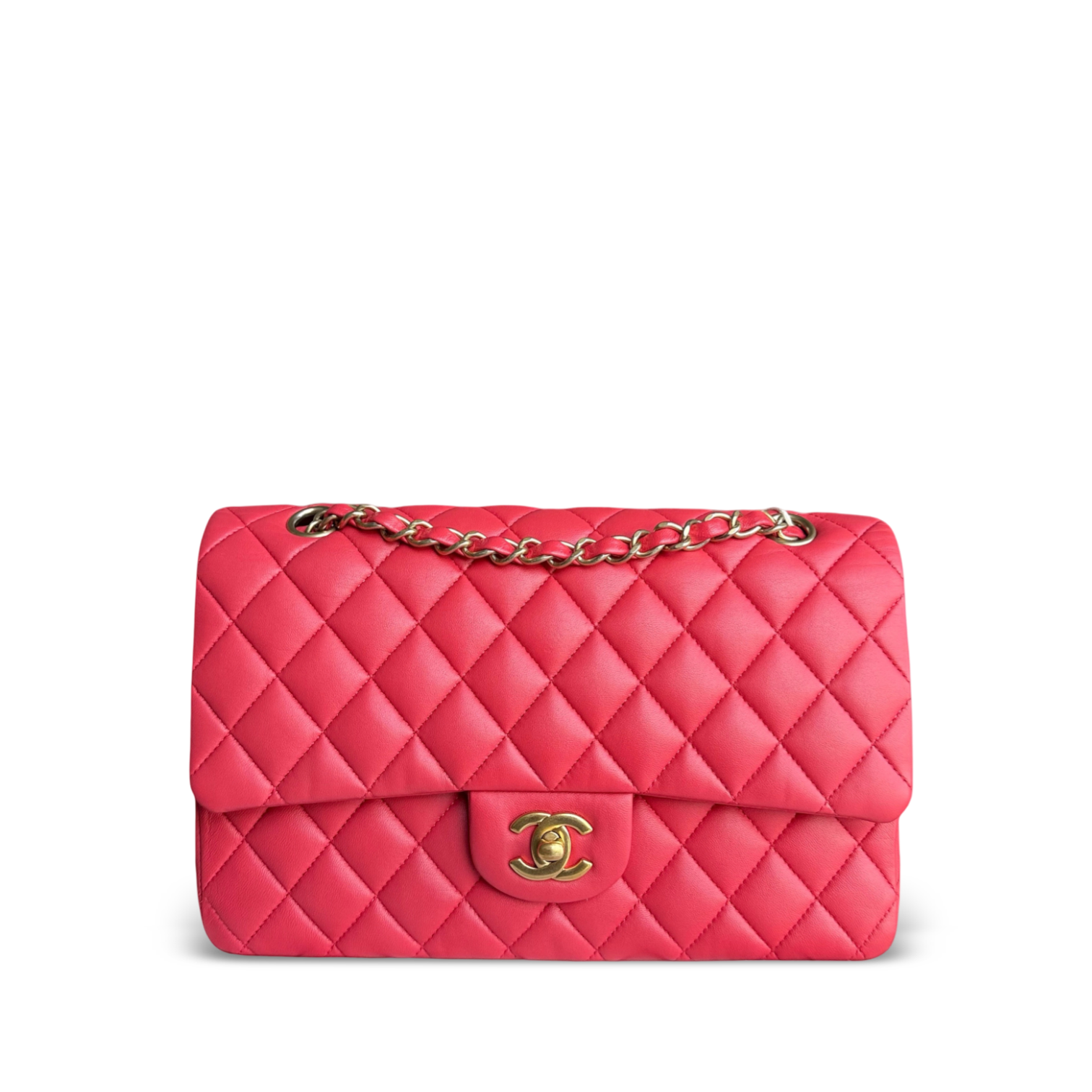 Chanel Classic Flap Medium - Quilted Lambskin 25CM Red Gold Hardware Series 27
