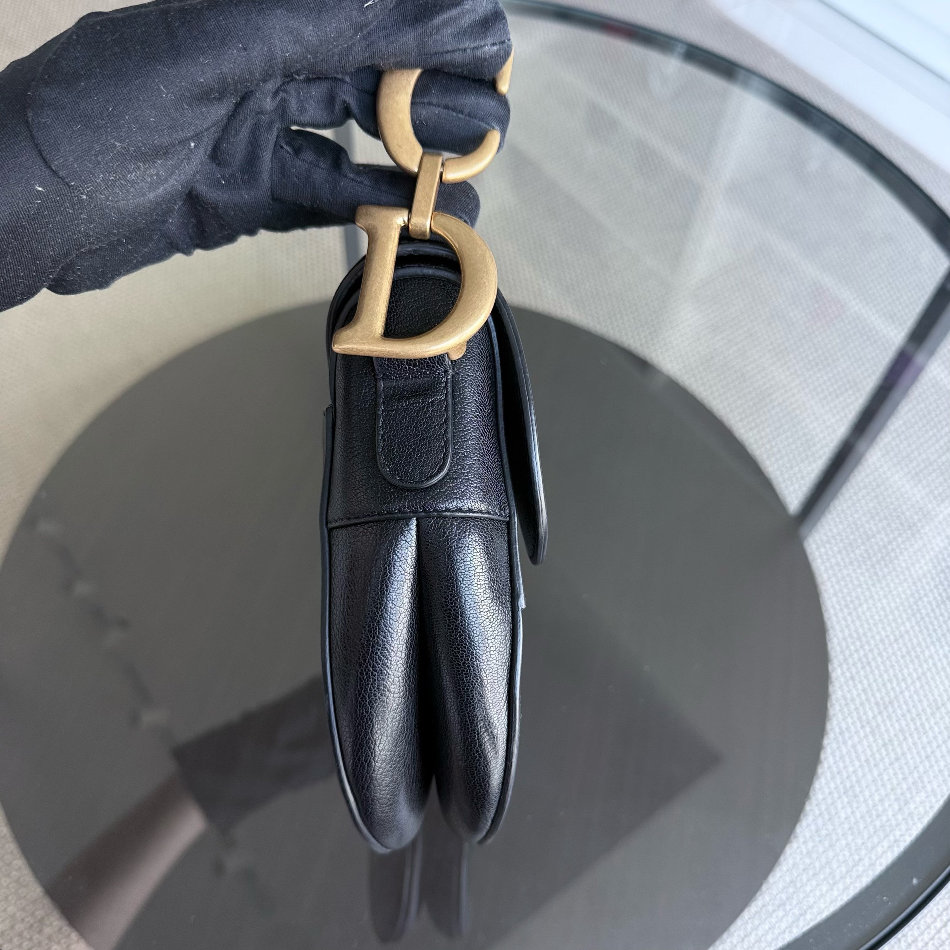 Dior Saddle Medium - 25CM Calfskin Black Gold Hardware