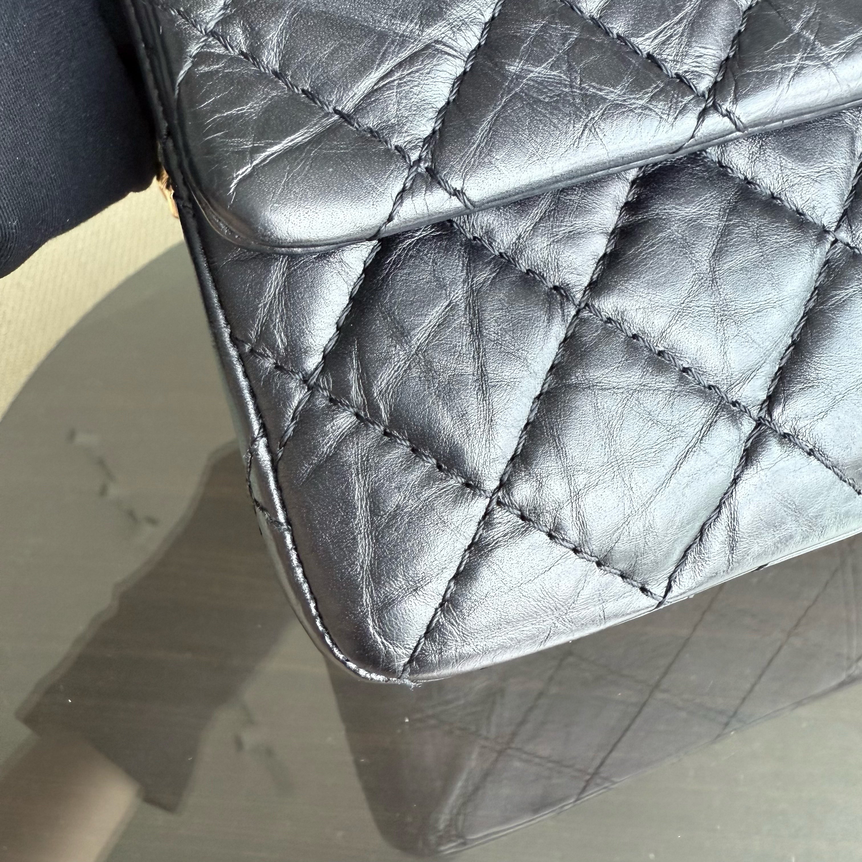 Chanel 2.55 Reissue 226 - 28CM Quilted Aged Calfskin Black Aged Gold Hardware Series 14