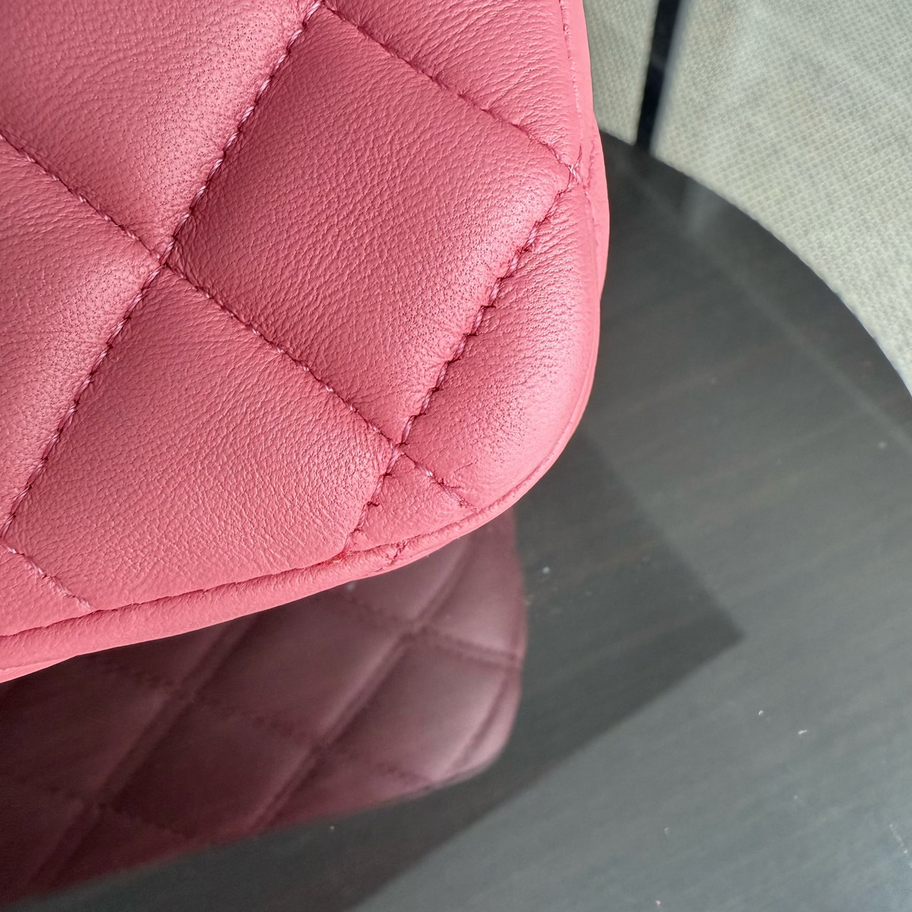 Chanel Classic Flap Medium Valentine Edition - 25CM Quilted Lambskin Sakura Pink Gold Hardware Series 19