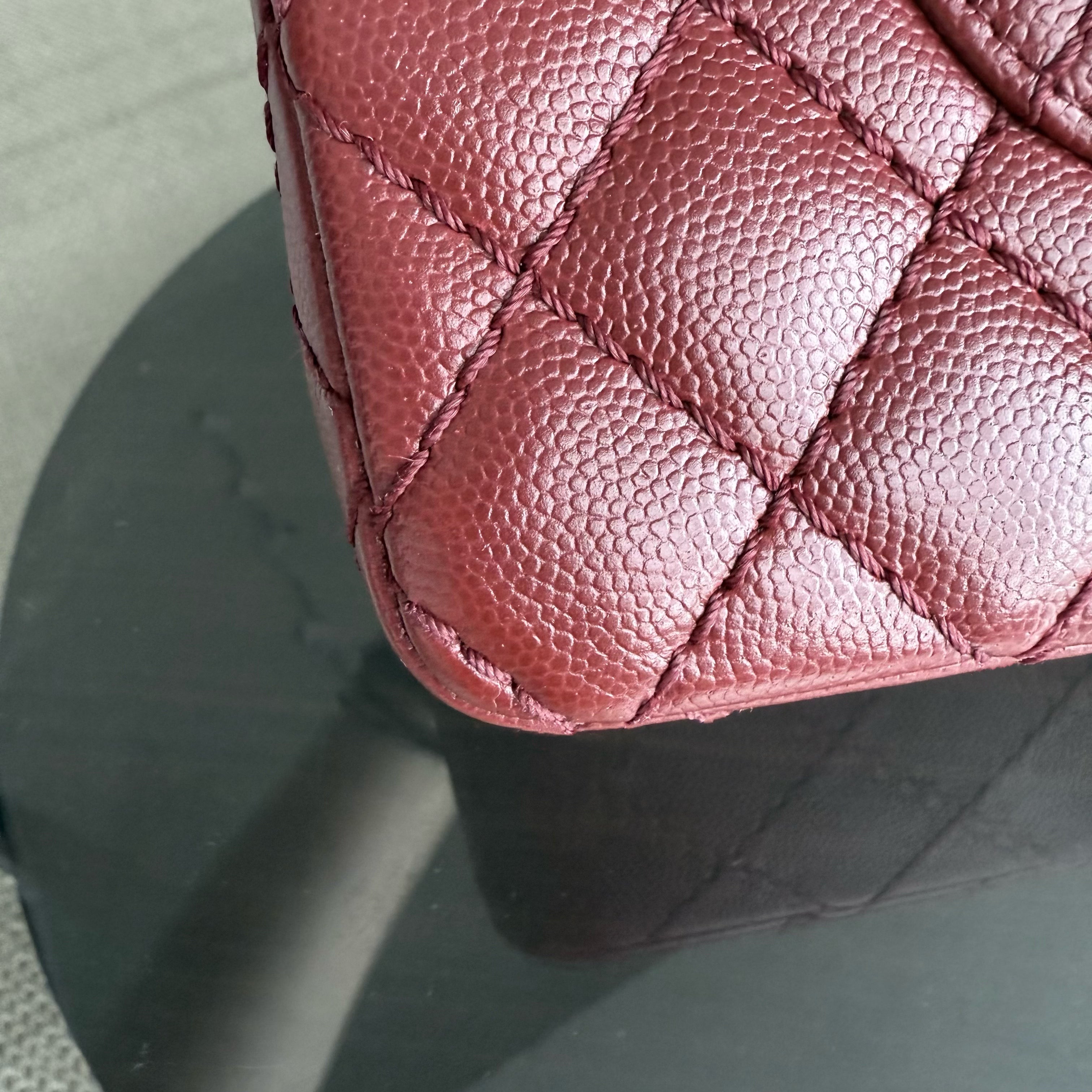 Chanel Classic Flap Medium - Caviar 25CM Quilted Burgundy Dark Red Ruthenium Silver Hardware Series 23
