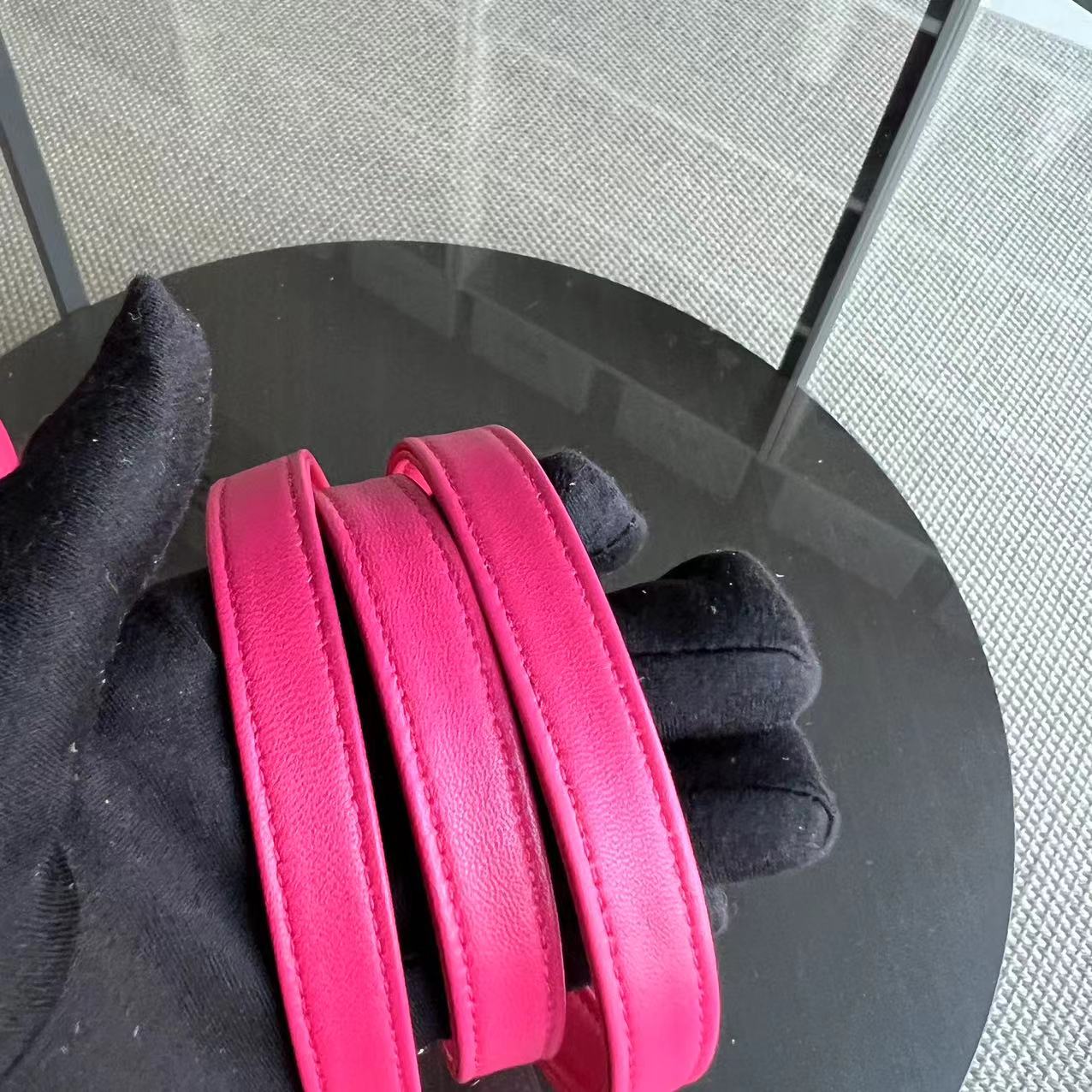 Lady Mini Lambskin Cannage Hot Pink Golden Hardware