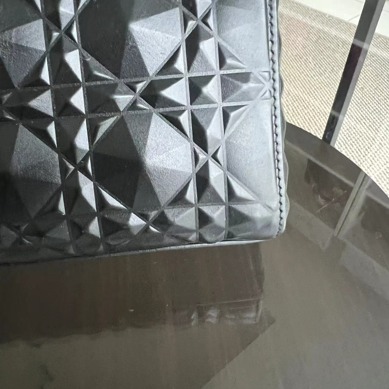 Dior D-Joy Medium - Black Cannage Dimond Motif All Black Hardware